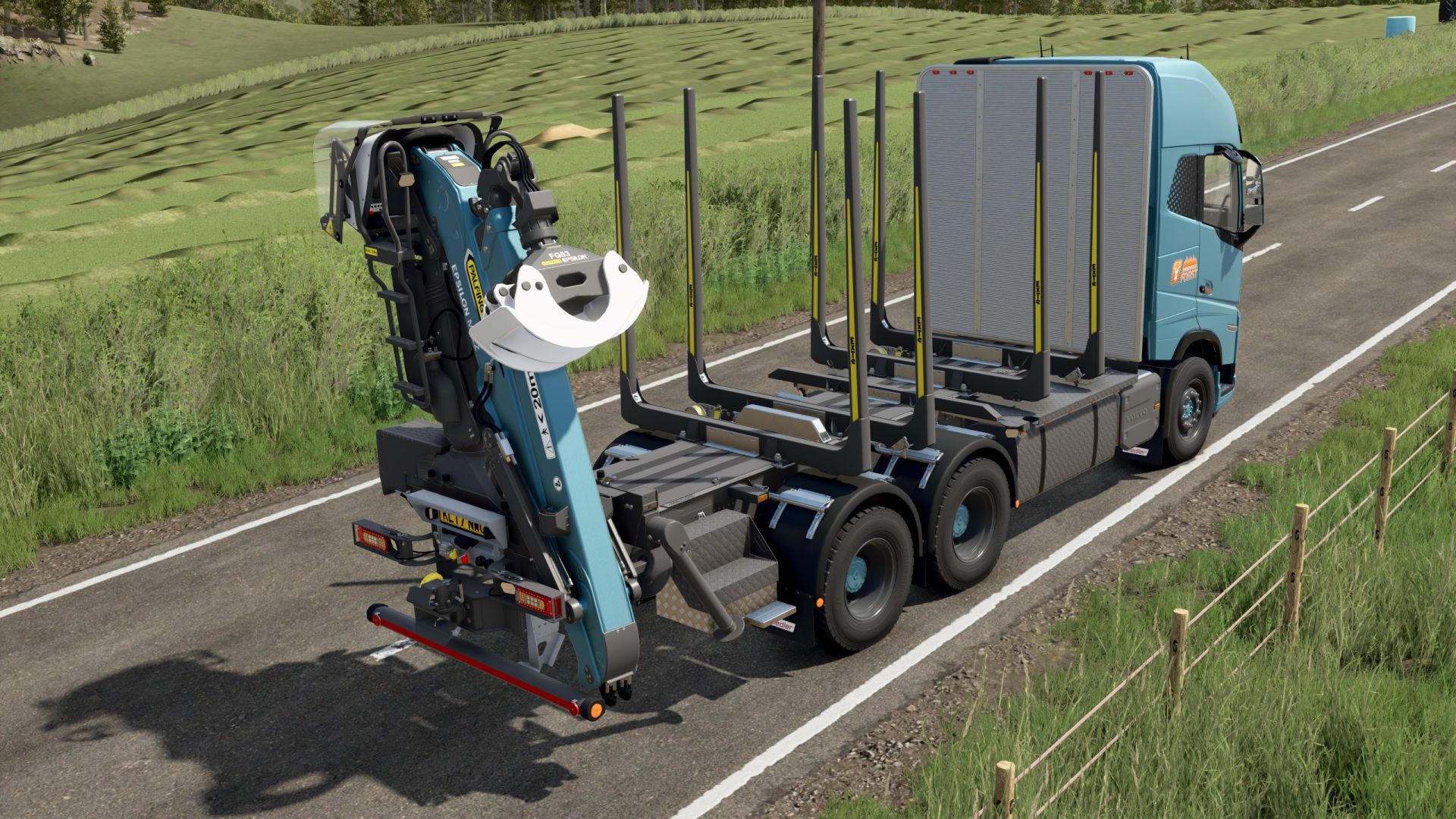 Forestry truck with loading crane