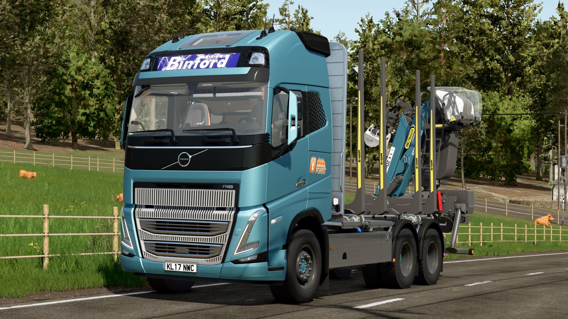 Forestry truck with loading crane