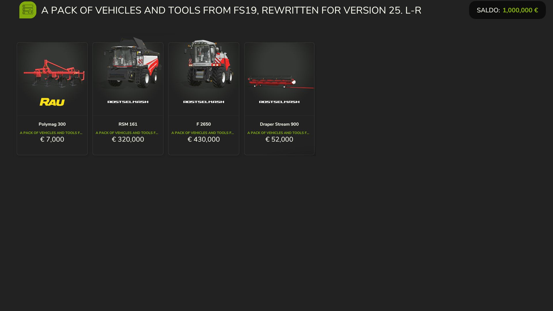 FS19 Pojazdy i narzędzia (L-R)