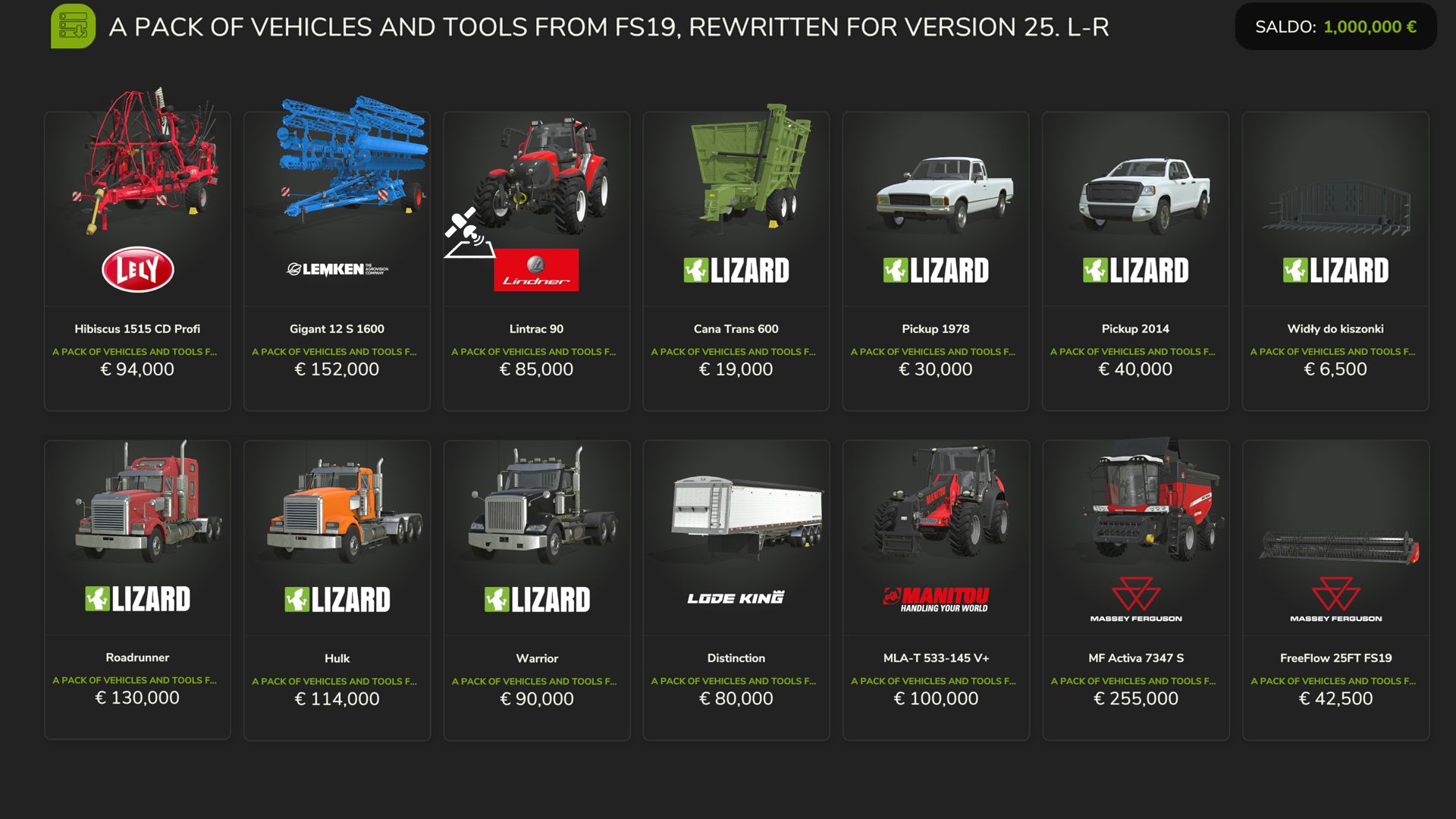 FS19 Pojazdy i narzędzia (L-R)