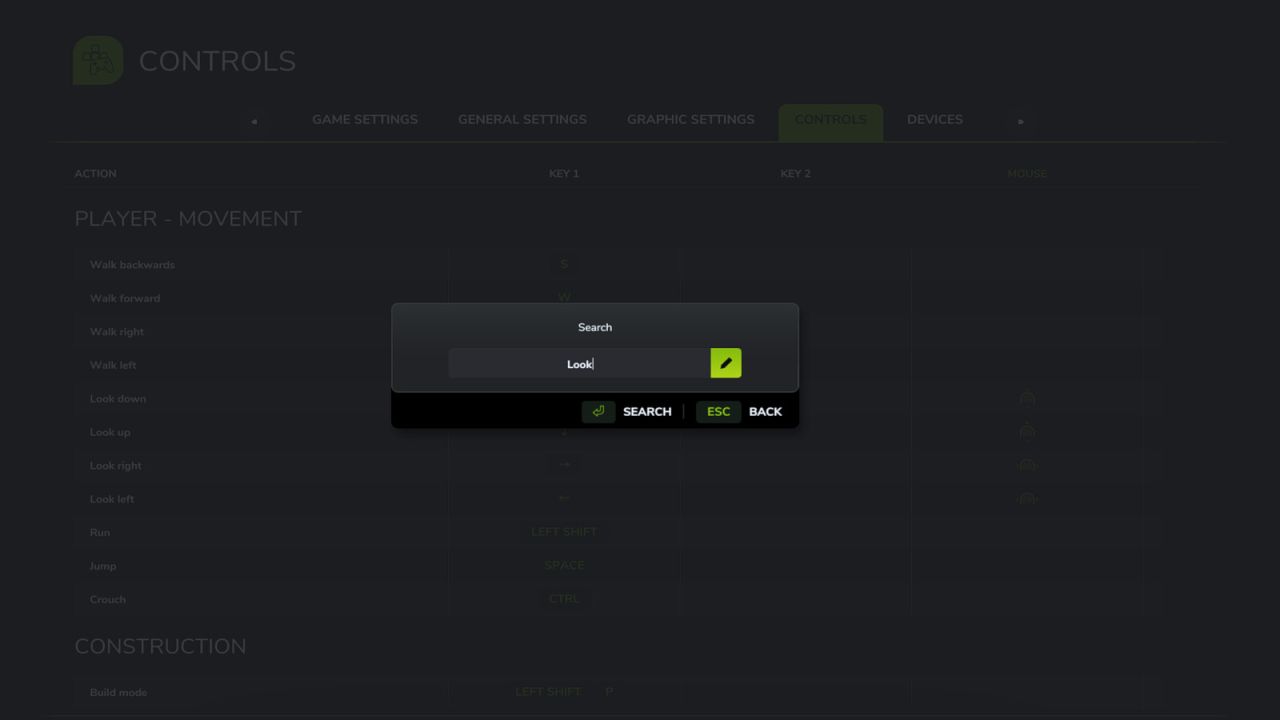 Game Controls Search