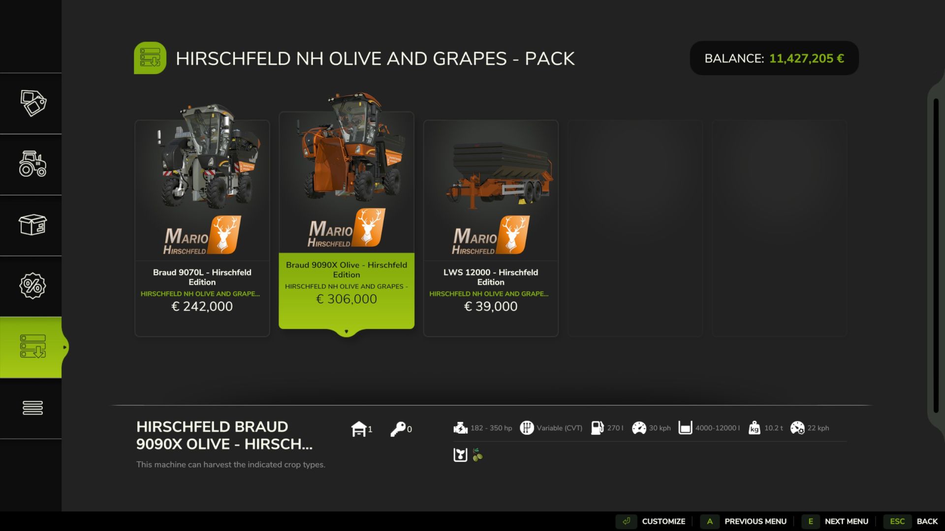 Colheitadeira de uva e azeitona