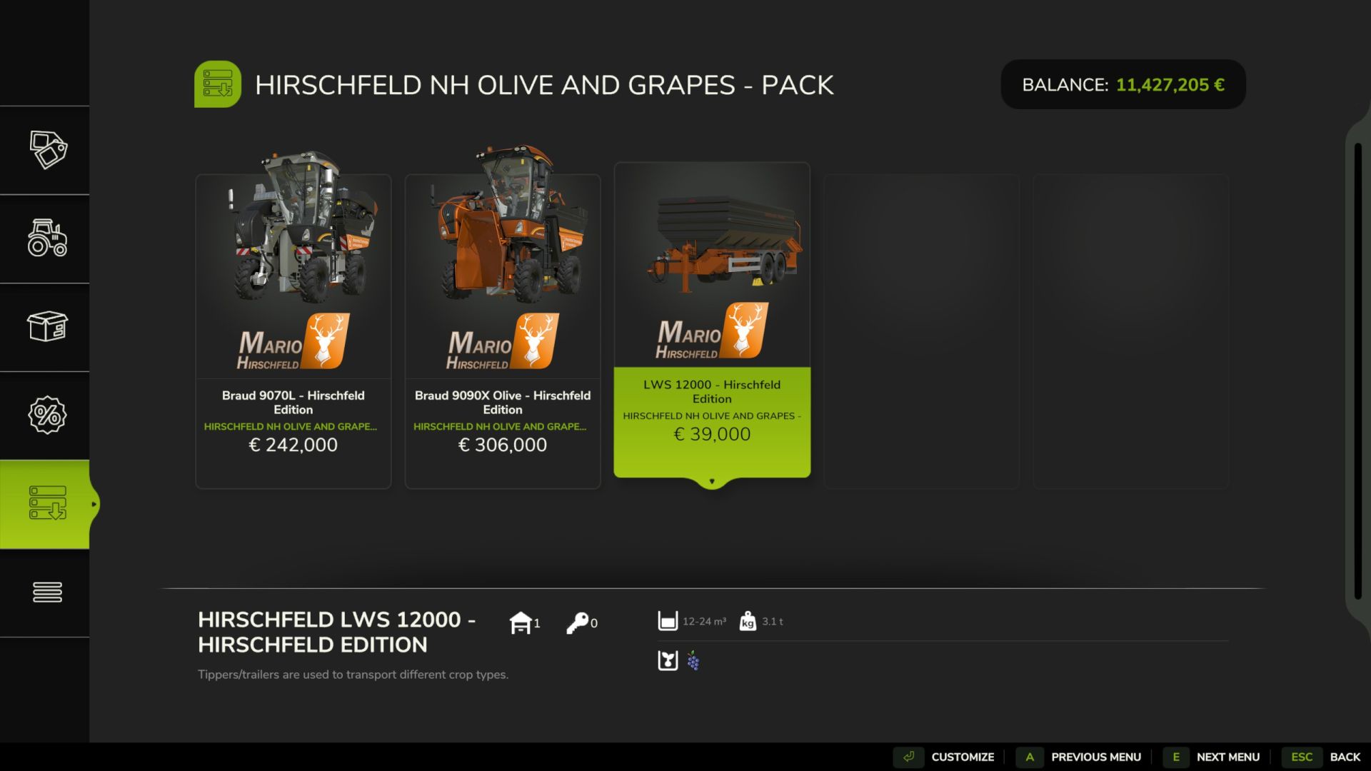 Colheitadeira de uva e azeitona