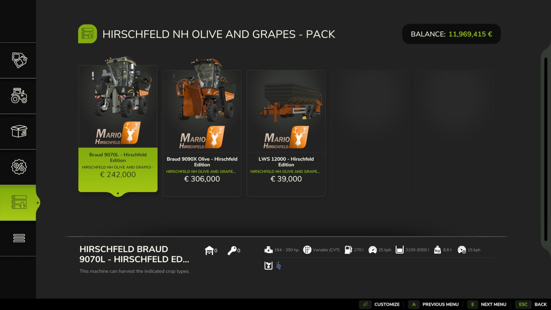 Colheitadeira de uva e azeitona