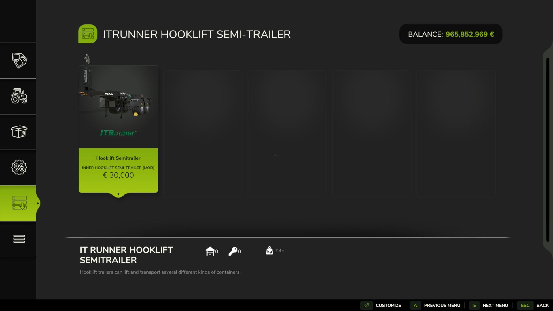 Hooklift trailer