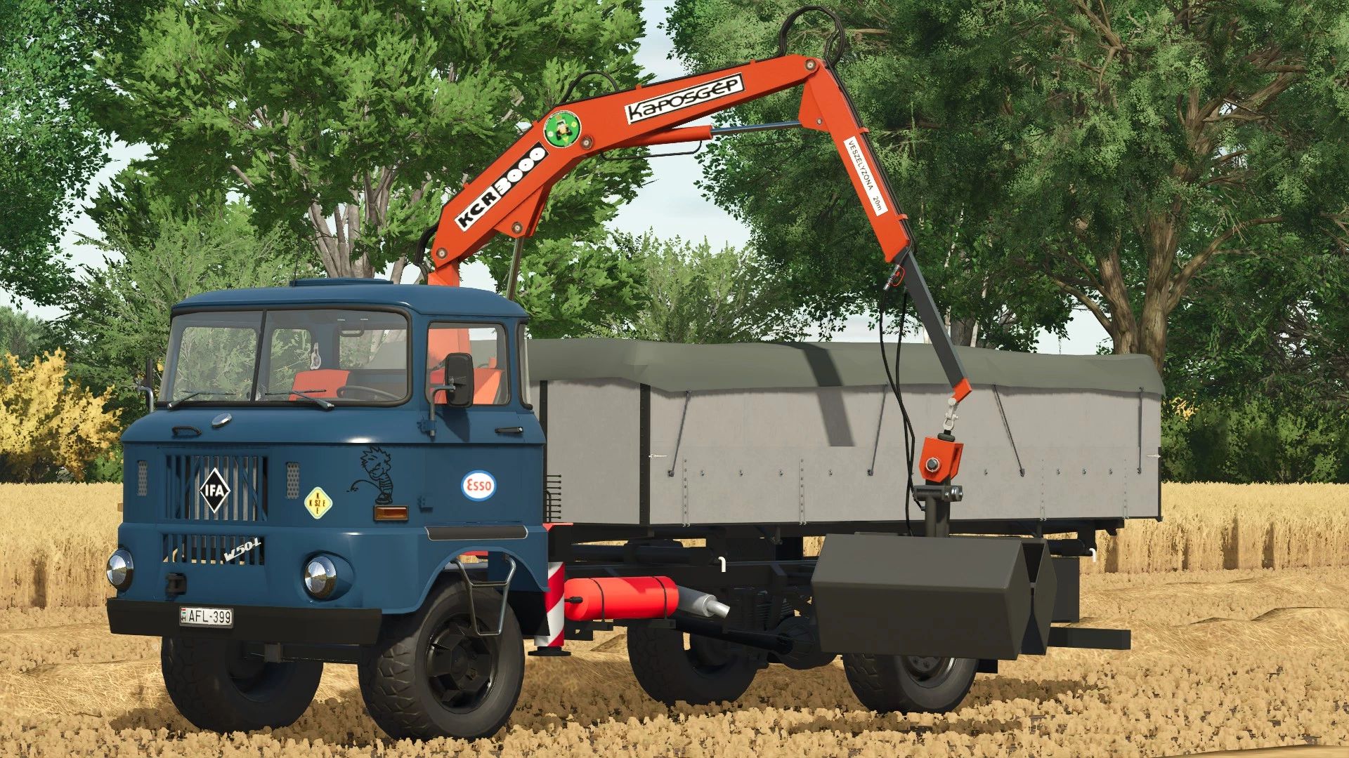 IFA W50 loading car with crane