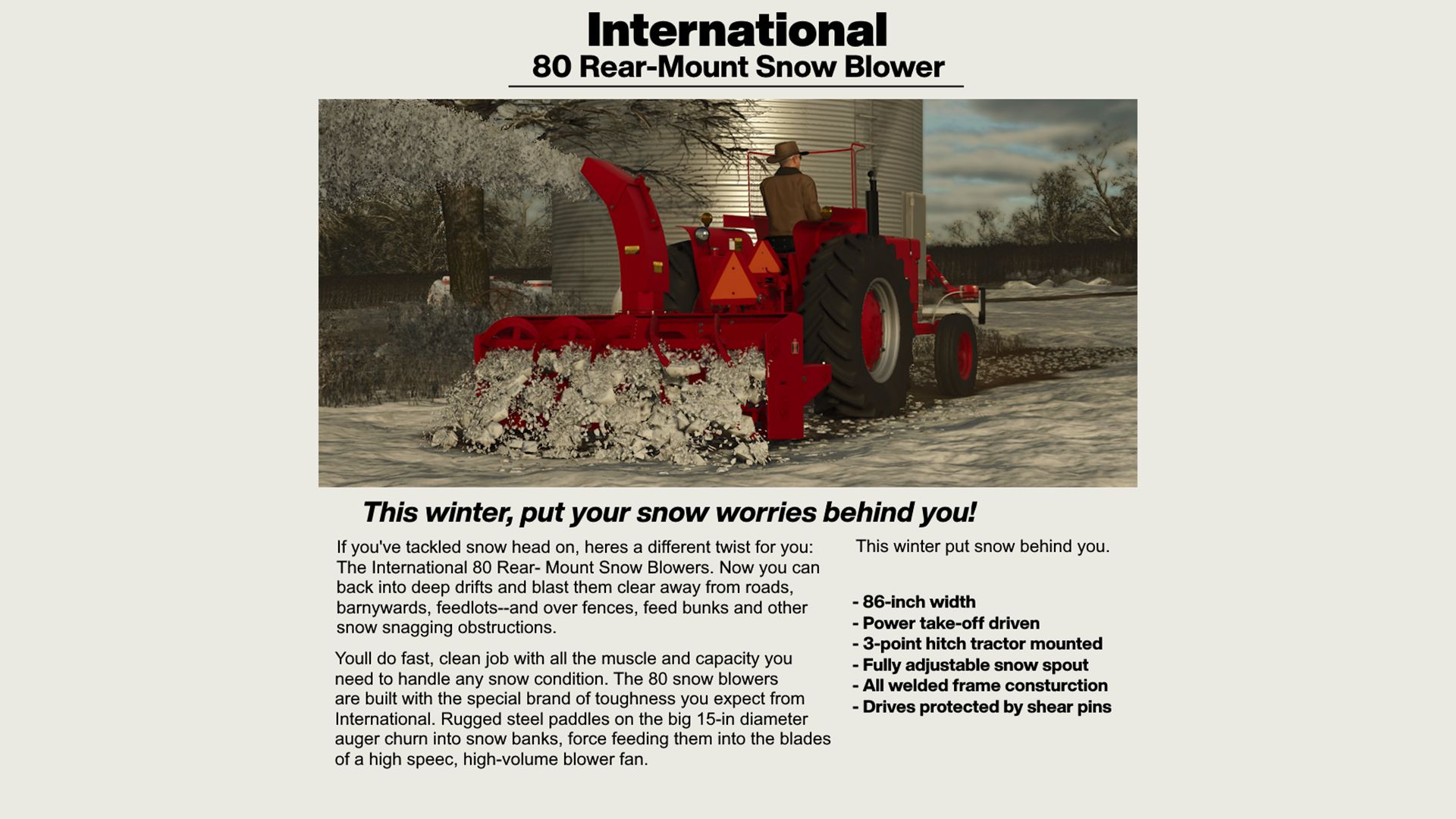 International 80 Snow Blower