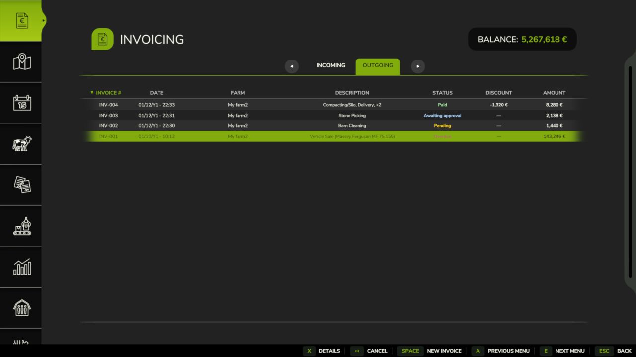Invoices FS25