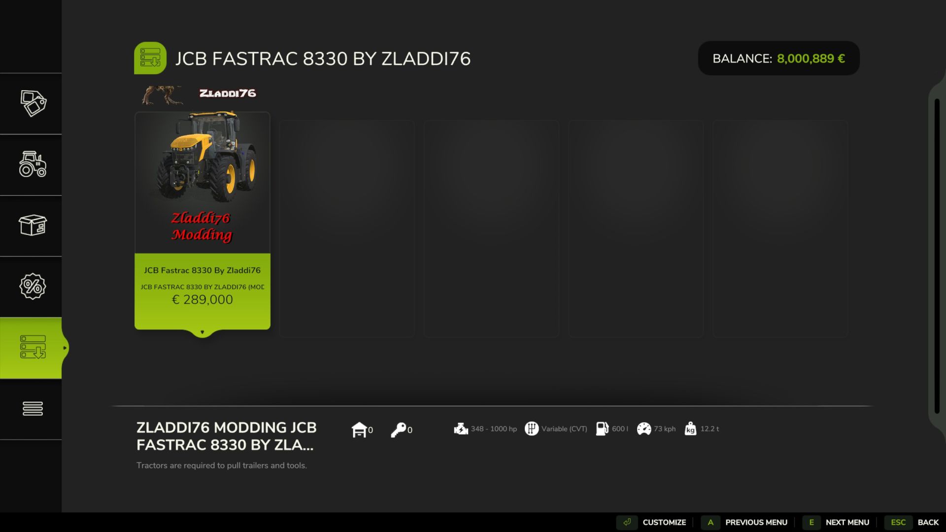 JCB Fastrac 8330 Edit