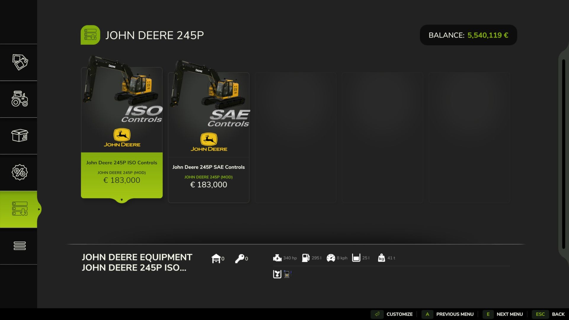 John Deere 245P Baggerpaket