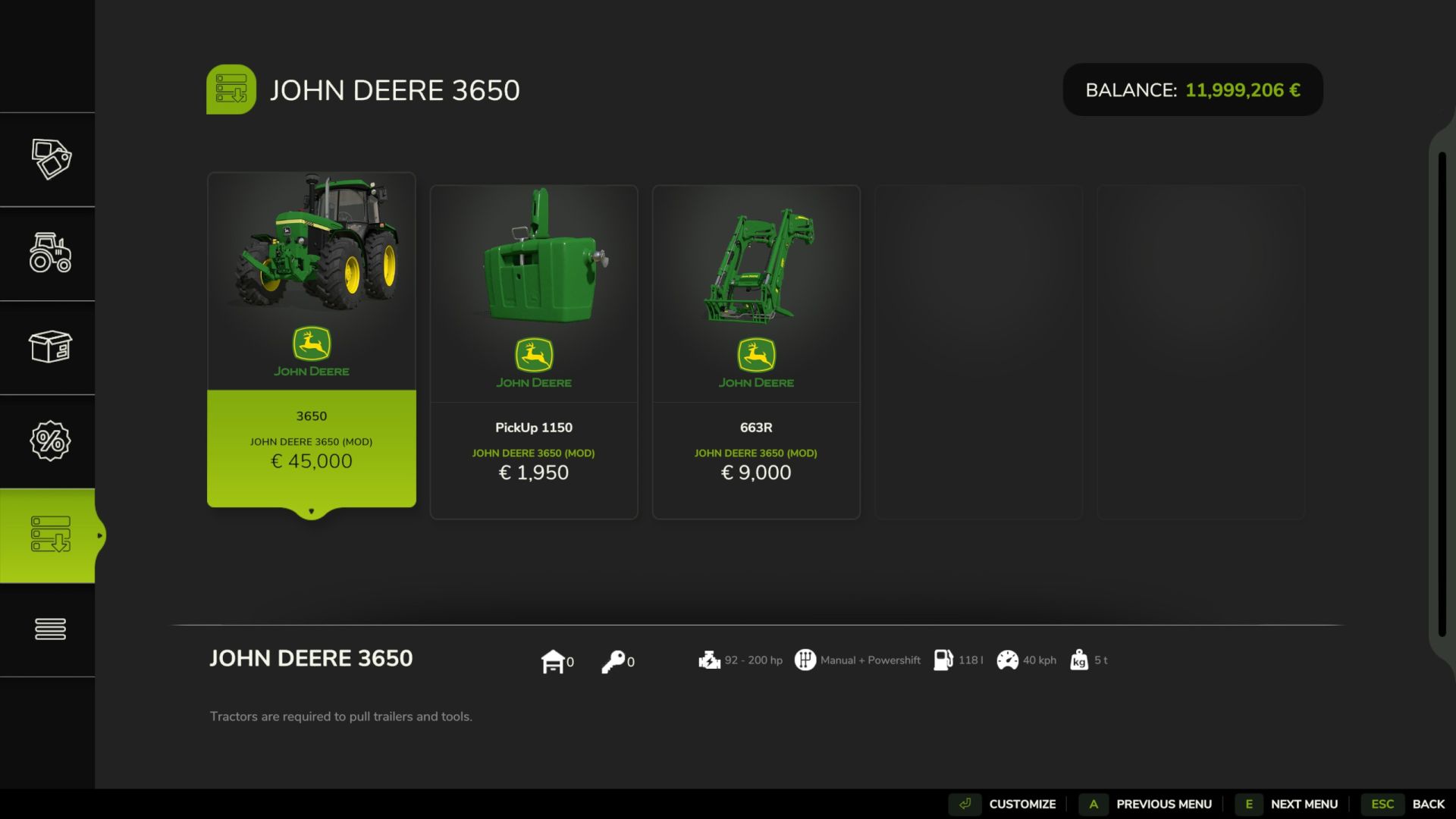 John Deere 3650