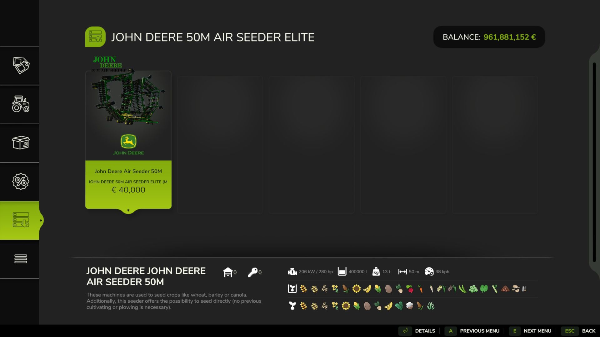 John Deere Air Seeder 50M - Tuning Edition