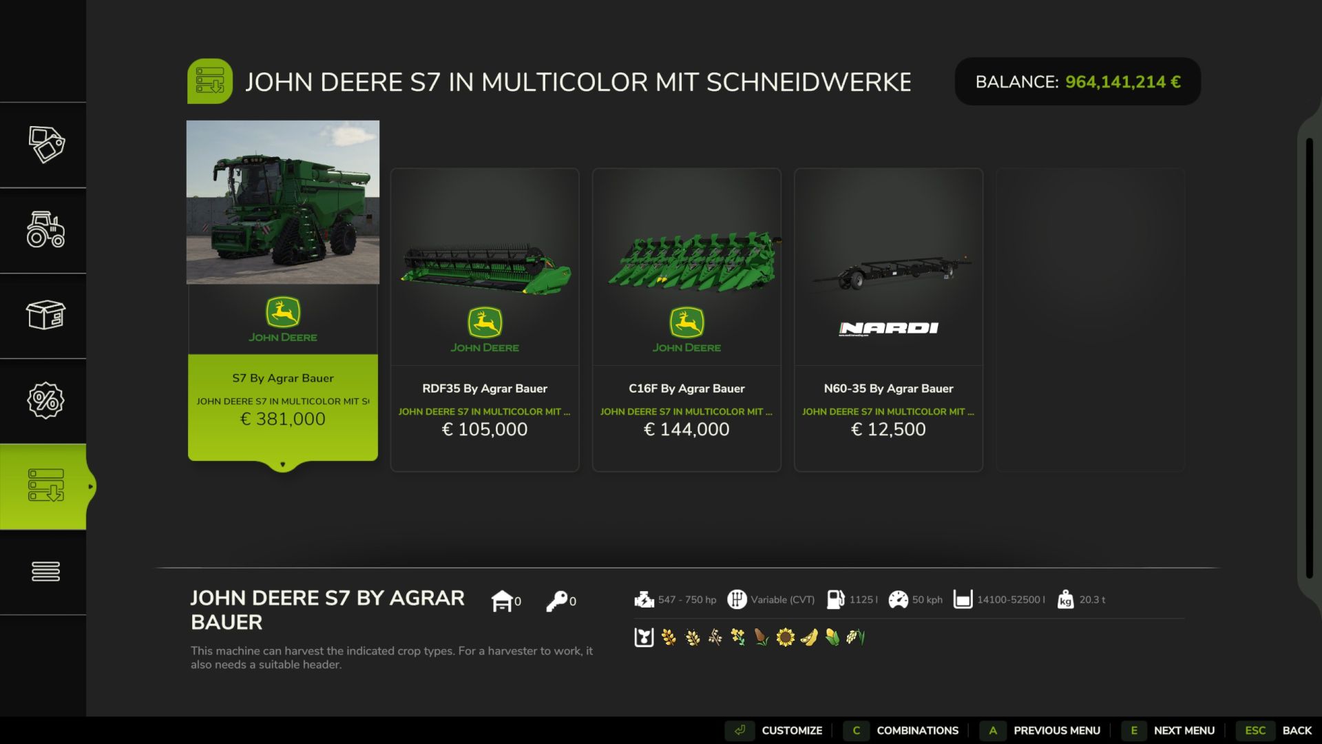 John Deere S7 (Multicolor)
