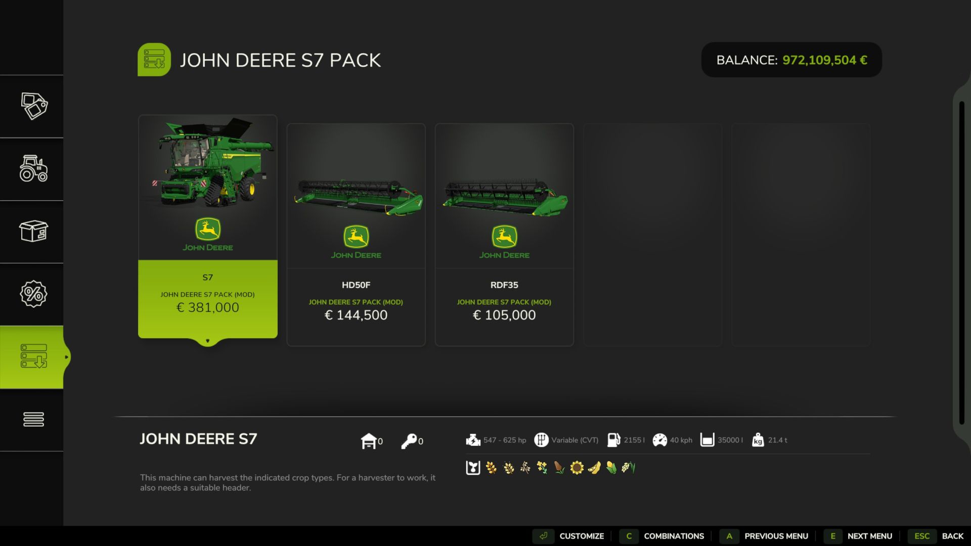 John Deere S7 Pack