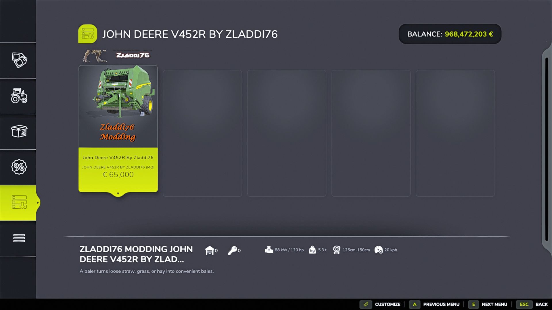 John Deere V452RE