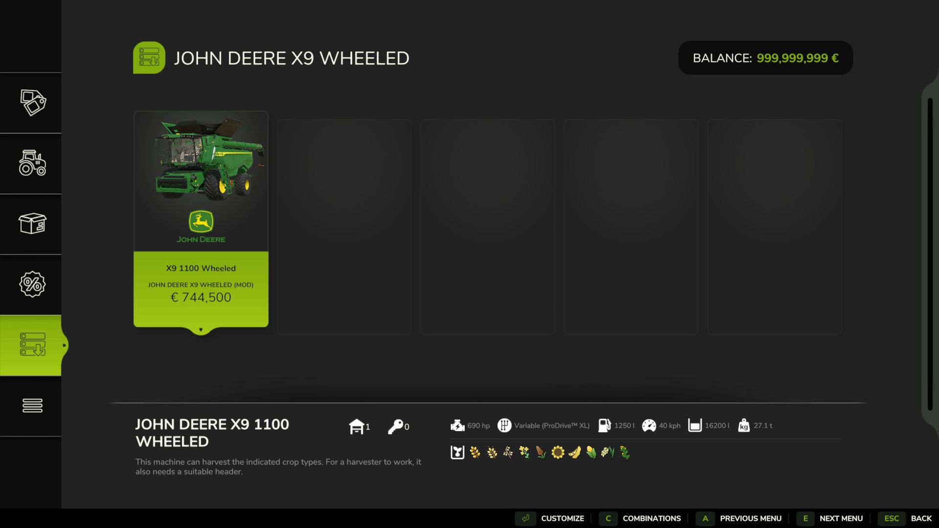 John Deere X9 1100 (versión para bicicletas)