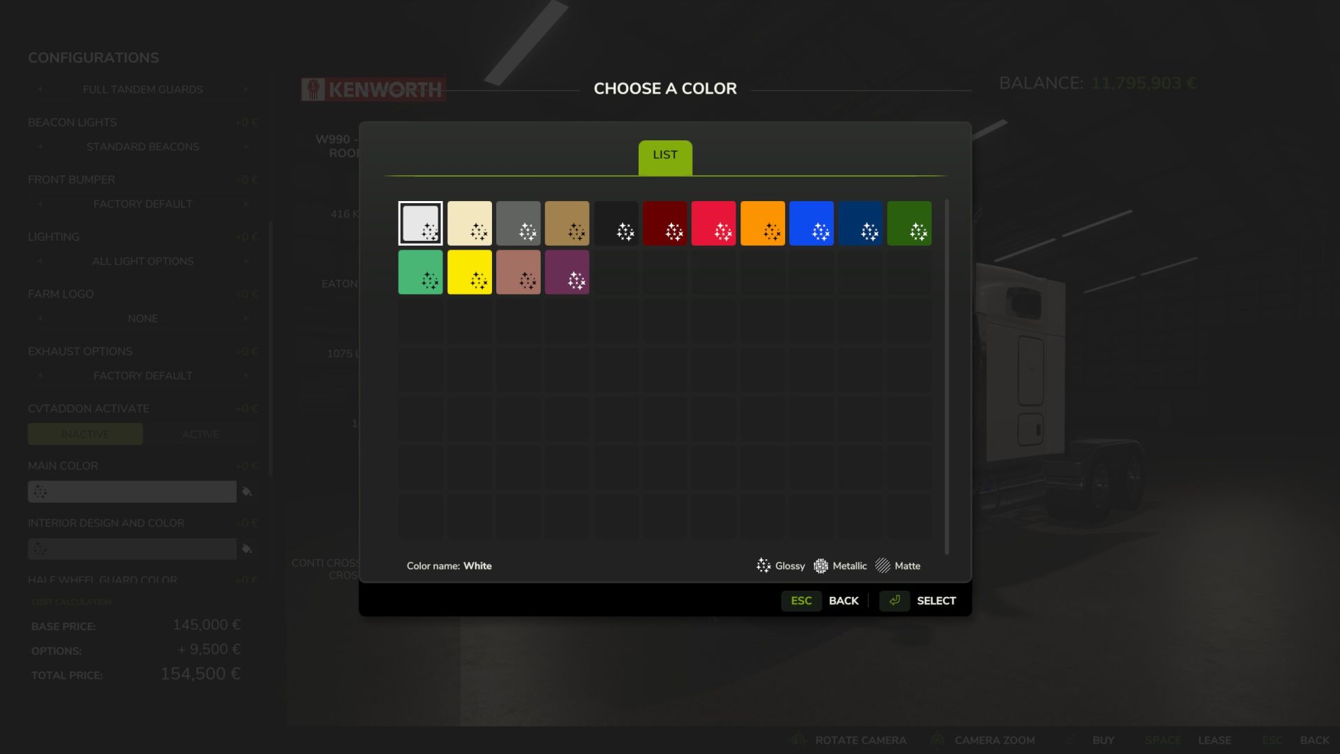 Kenworth W990 2020 года – 76-дюймовое спальное место со средней крышей