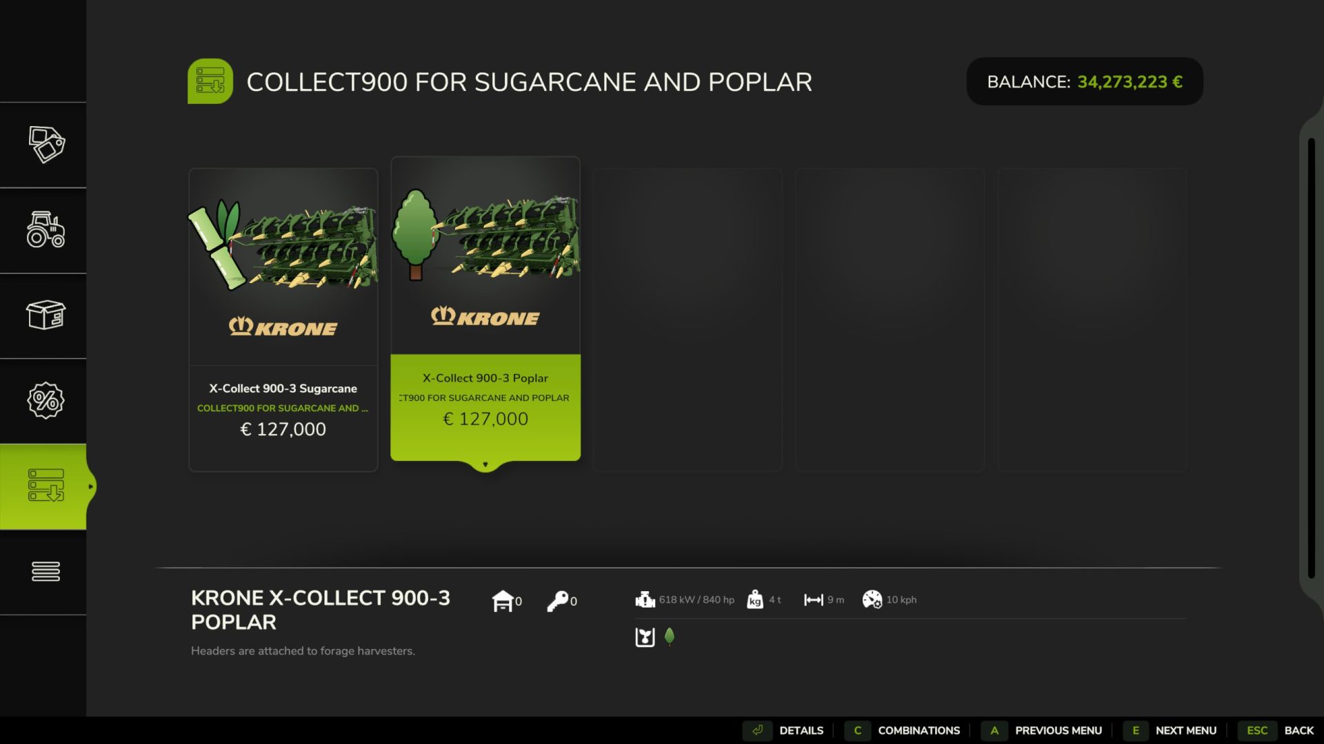 Krone X-Collect 900 per canna da zucchero e pioppi