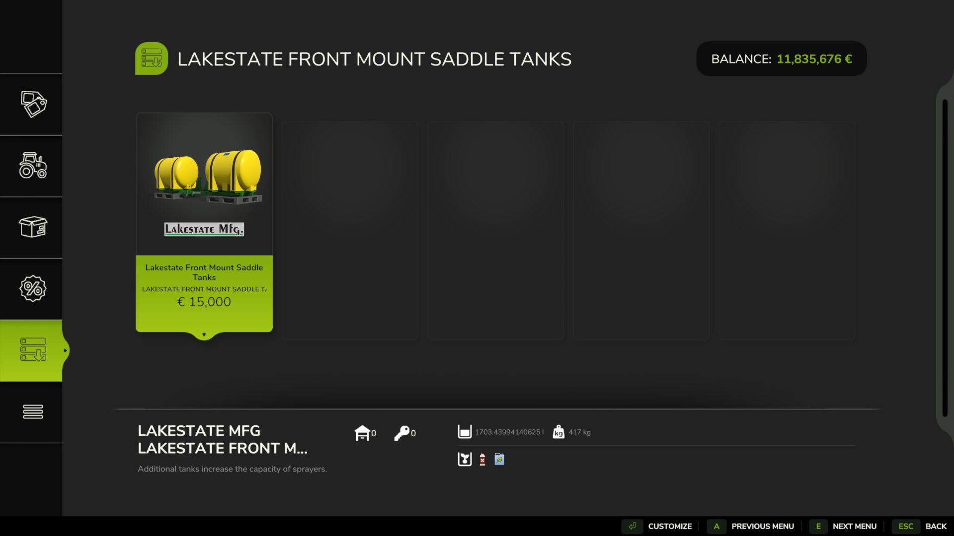 Serbatoi a sella Lakestate MFG montati davanti