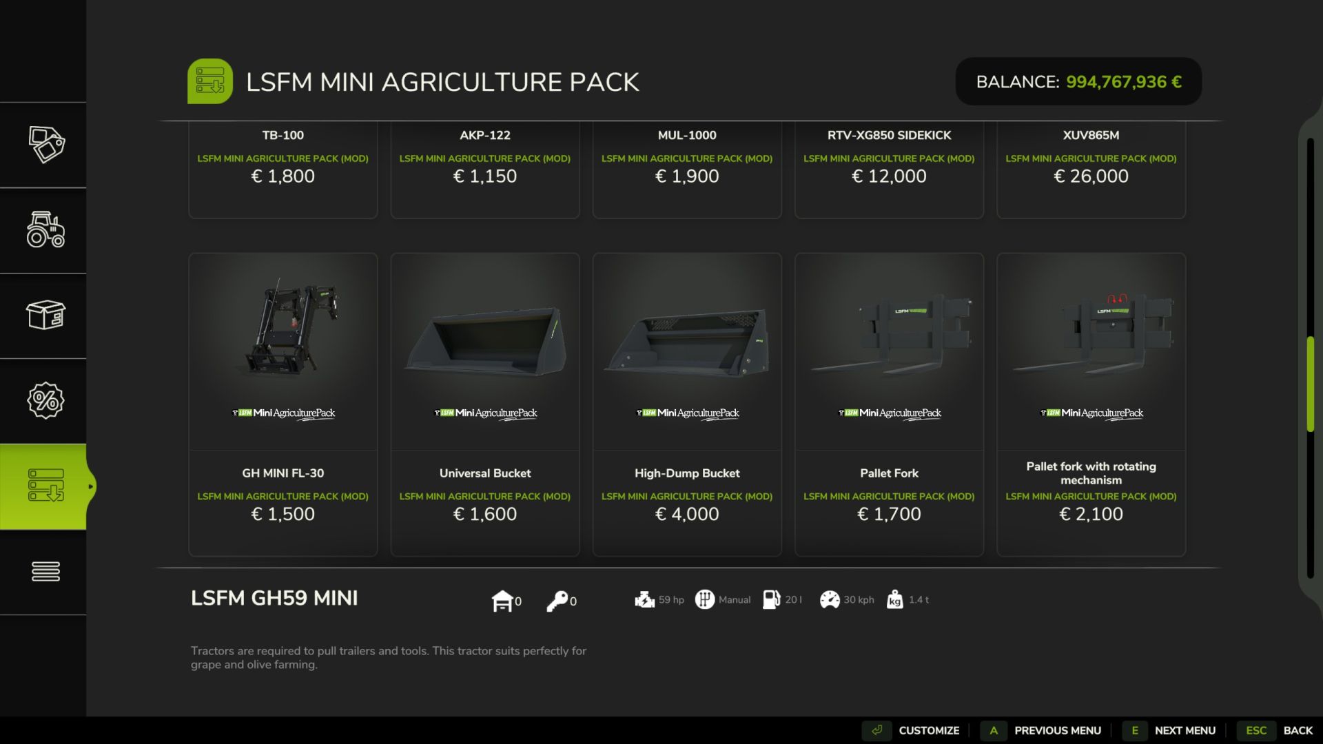 LSFM Mini-Landwirtschaftspaket