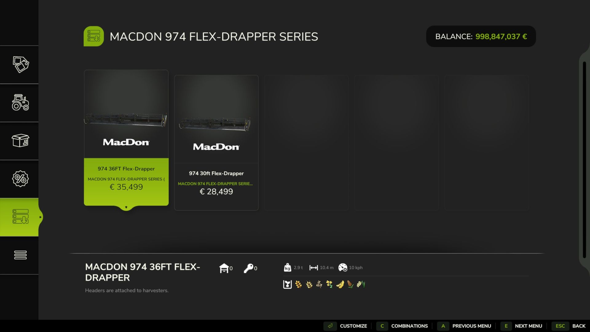 Macdon 974 FlexDraper 30ft,36ft