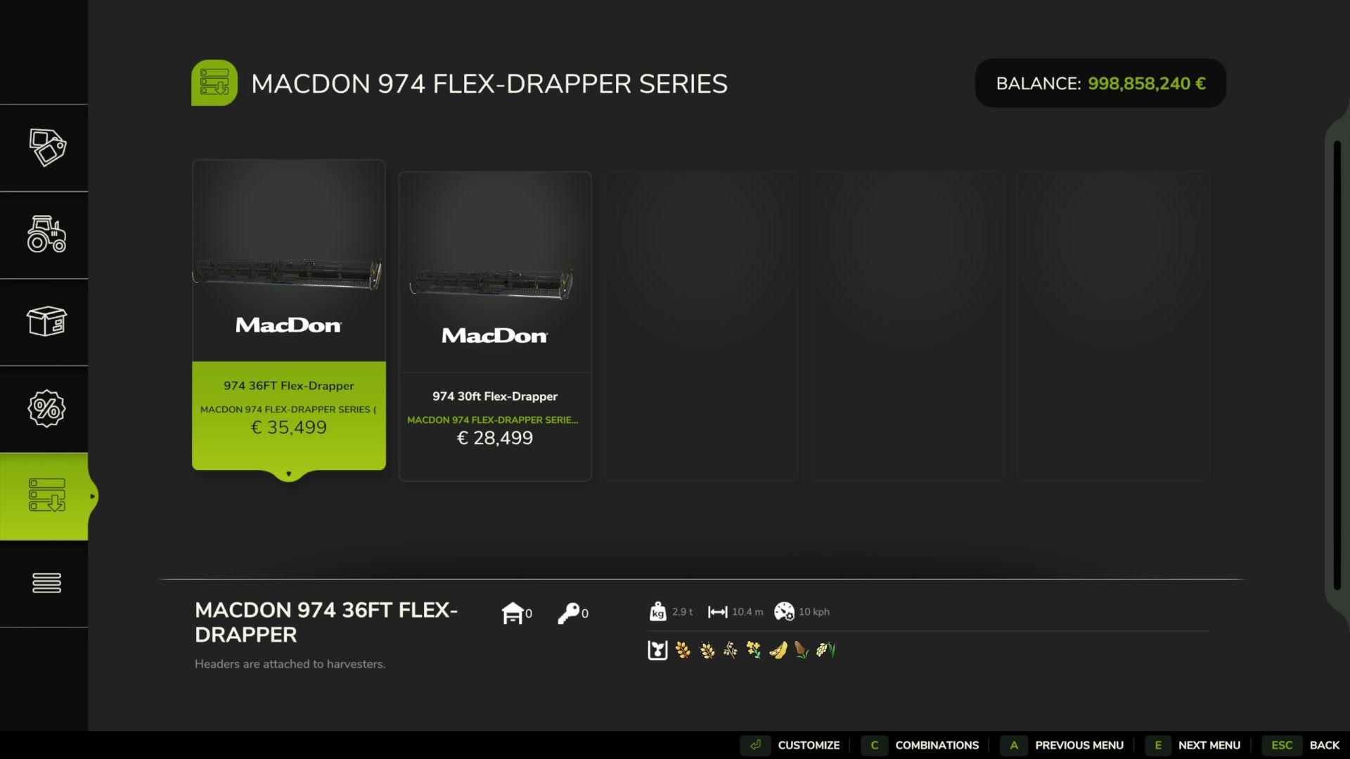 Macdon 974 FlexDraper FD2 Style 30ft,36ft