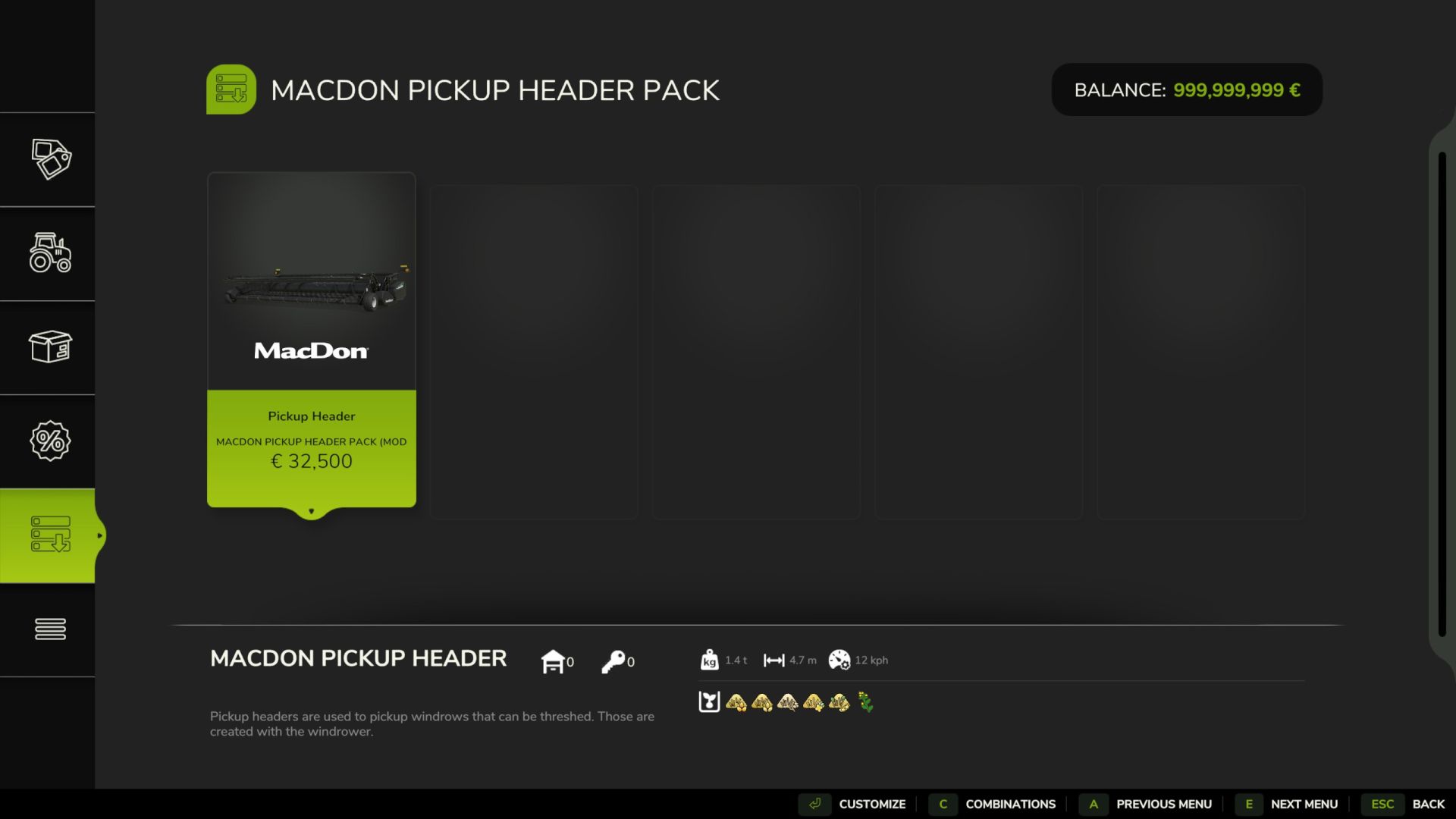 MacDon Pickup Header Pack