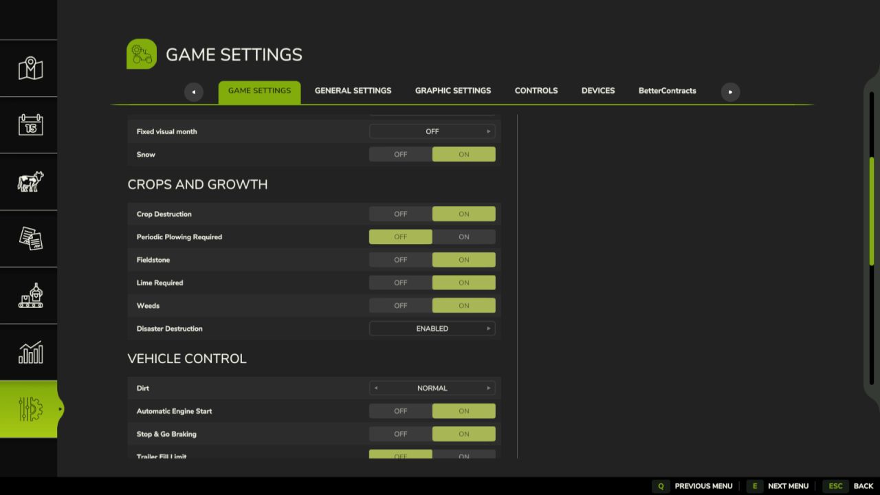 Память прокрутки меню