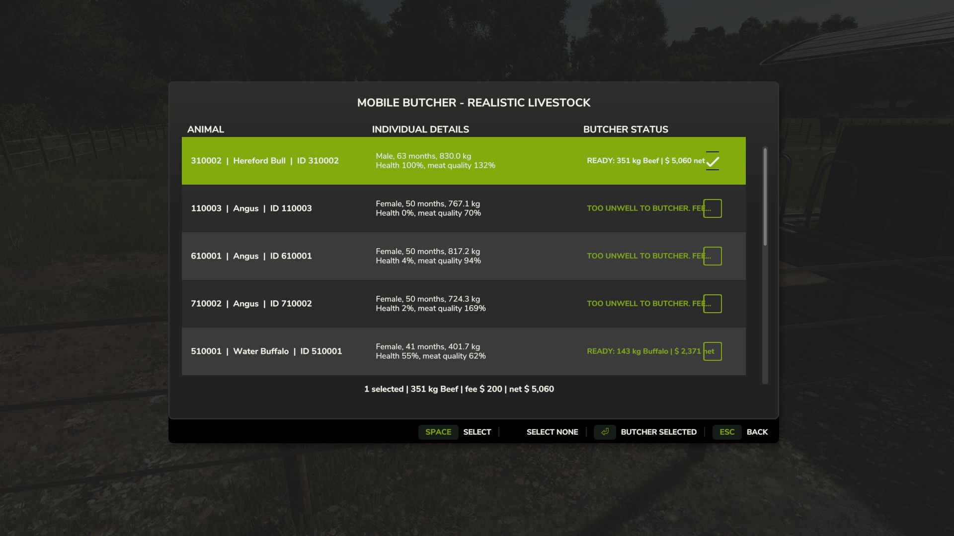 Talho móvel (para o mod «Realistic Livestock»)
