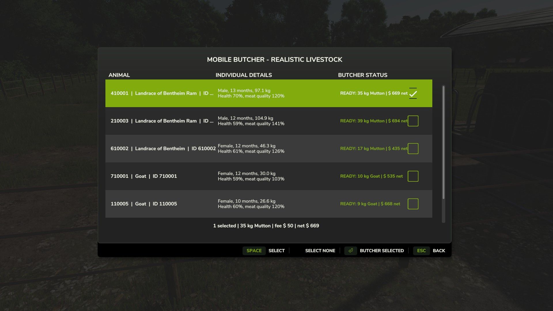 Talho móvel (para o mod «Realistic Livestock»)