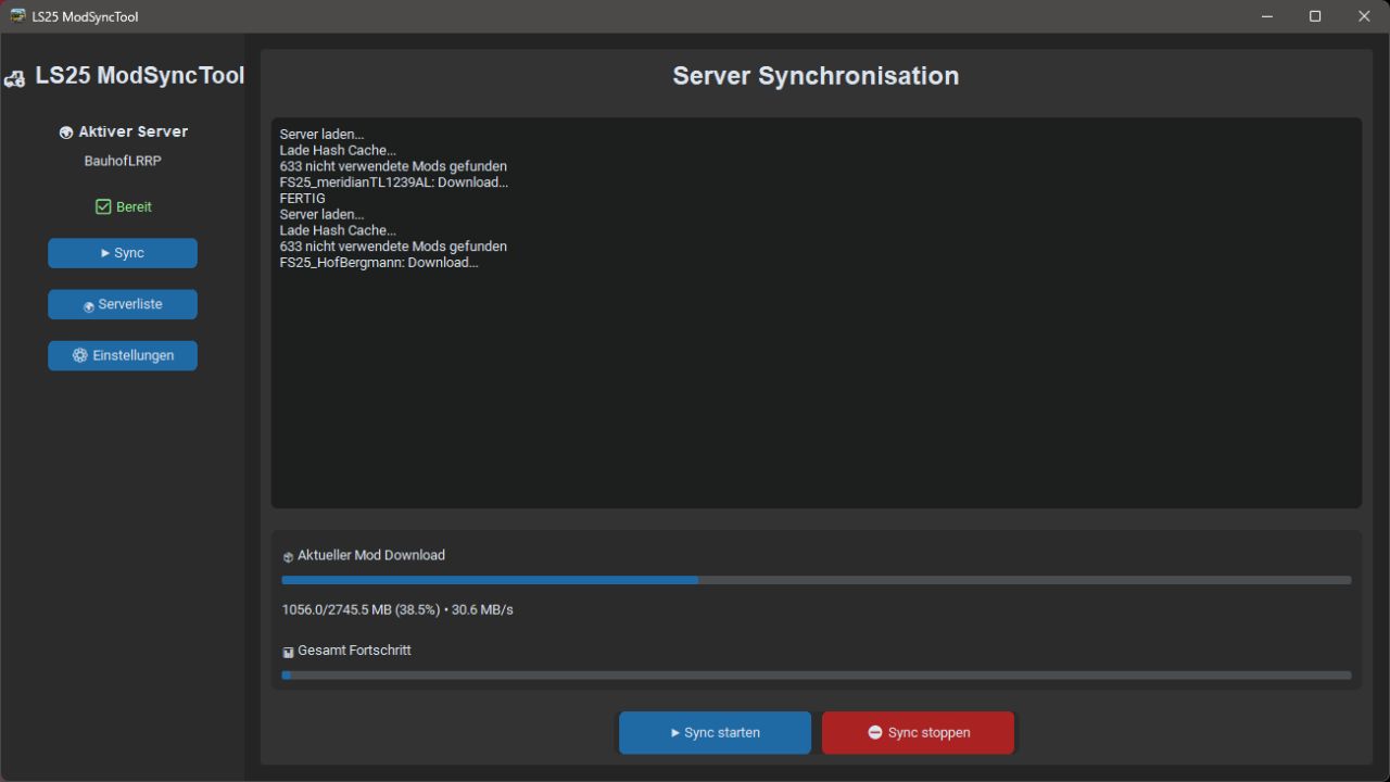 Sunucu listesiyle mod senkronizasyon aracı