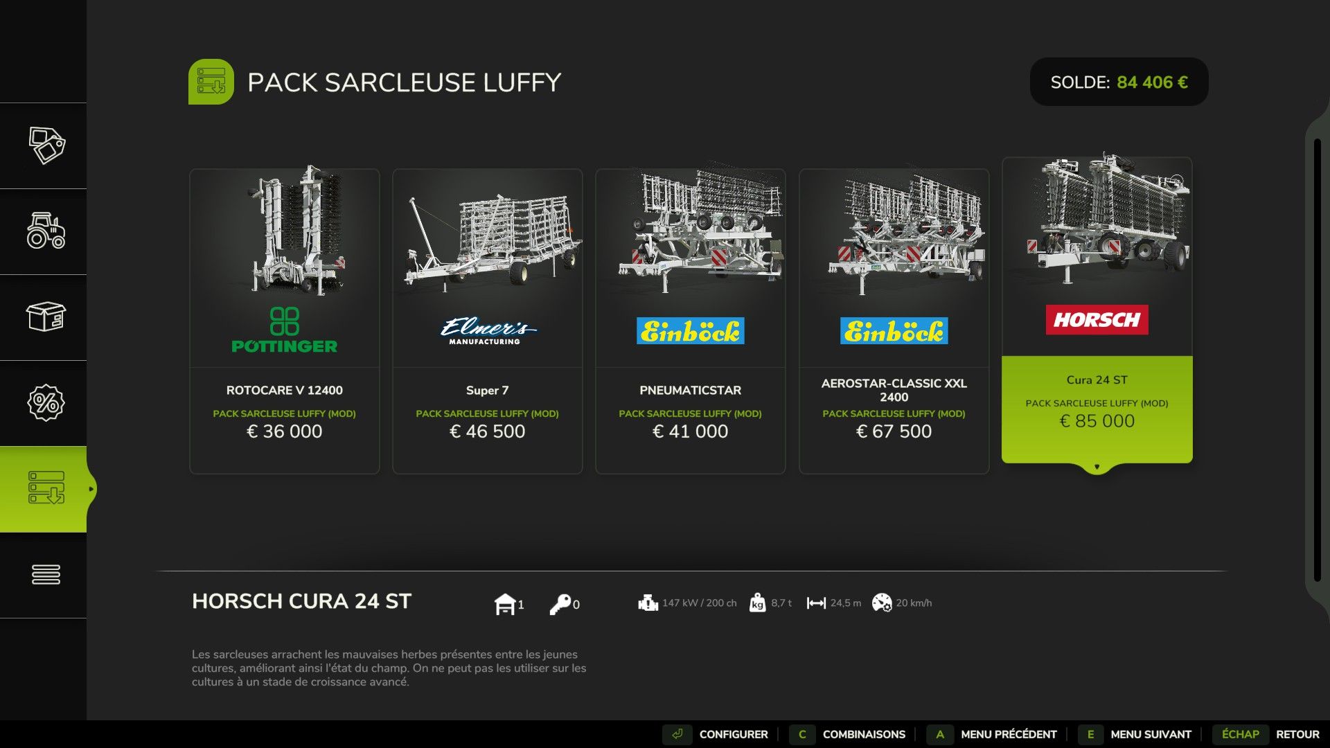 Pack de sarcleuses modifiées