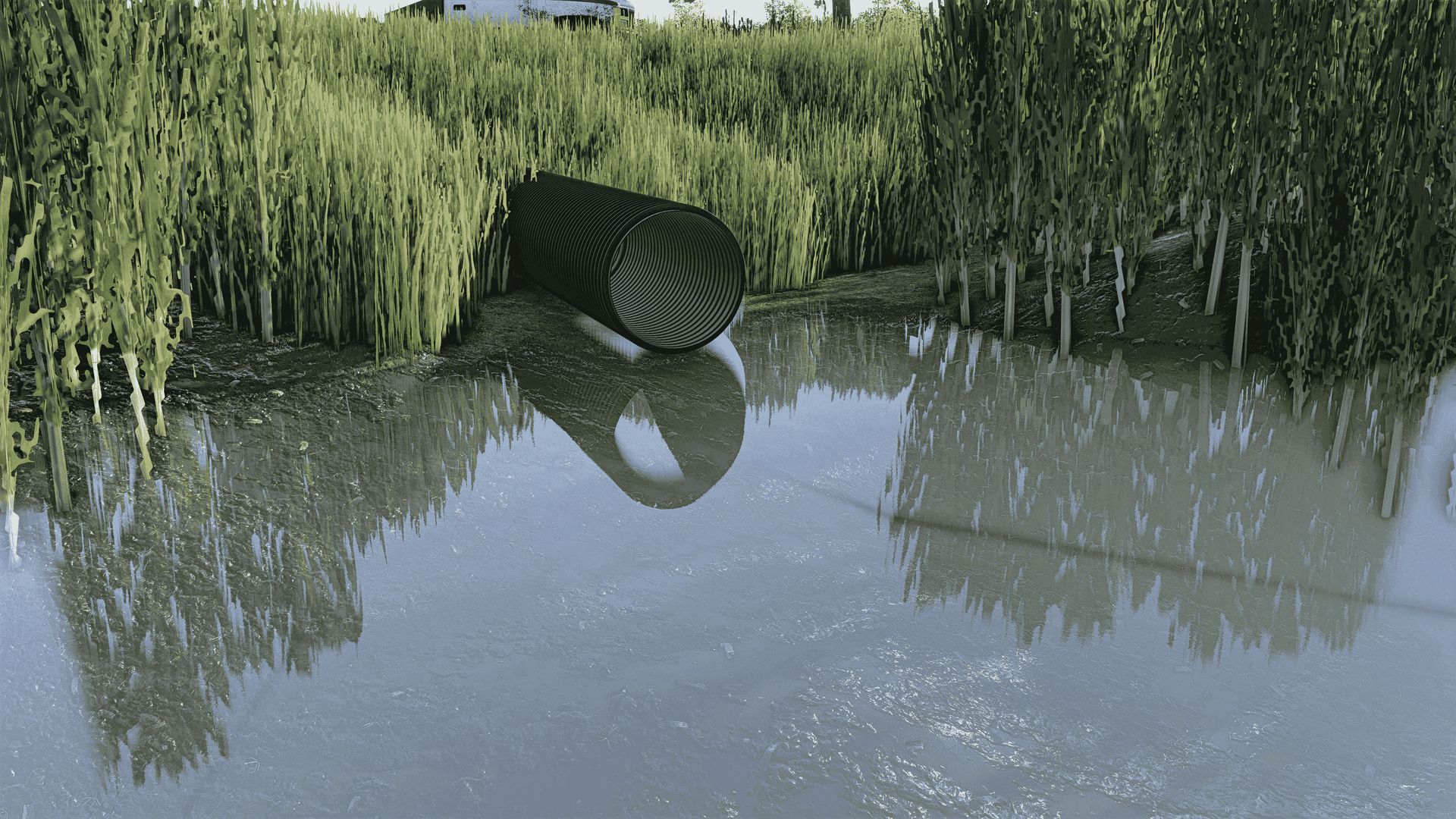 Аккуратно распределенный комплект гофрированных труб