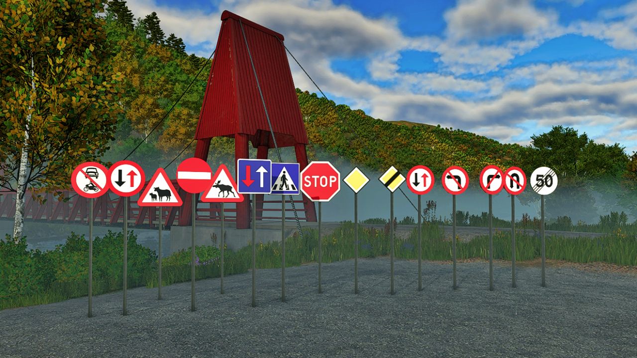 Platzierbares norwegisches Verkehrsschilder-Paket