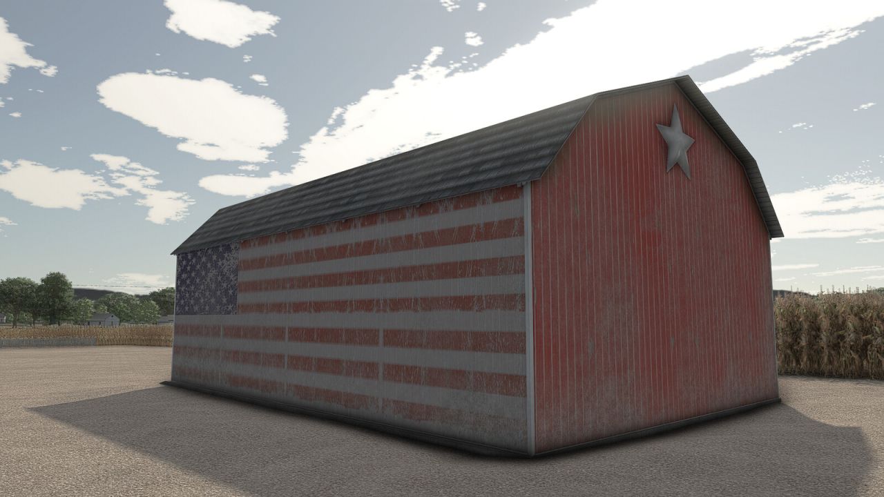 Old Barn With Flag