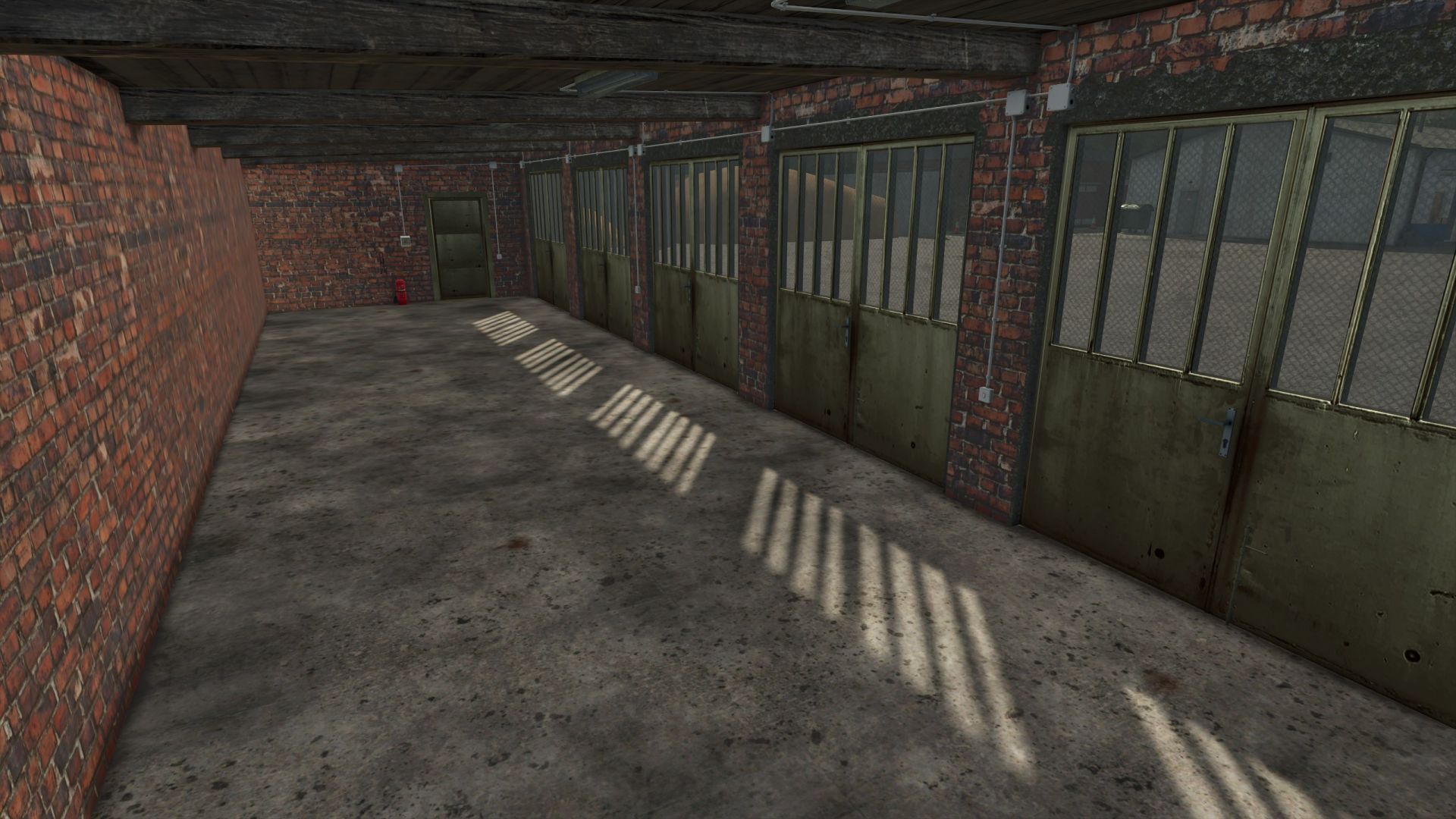 Vieux garages en briques