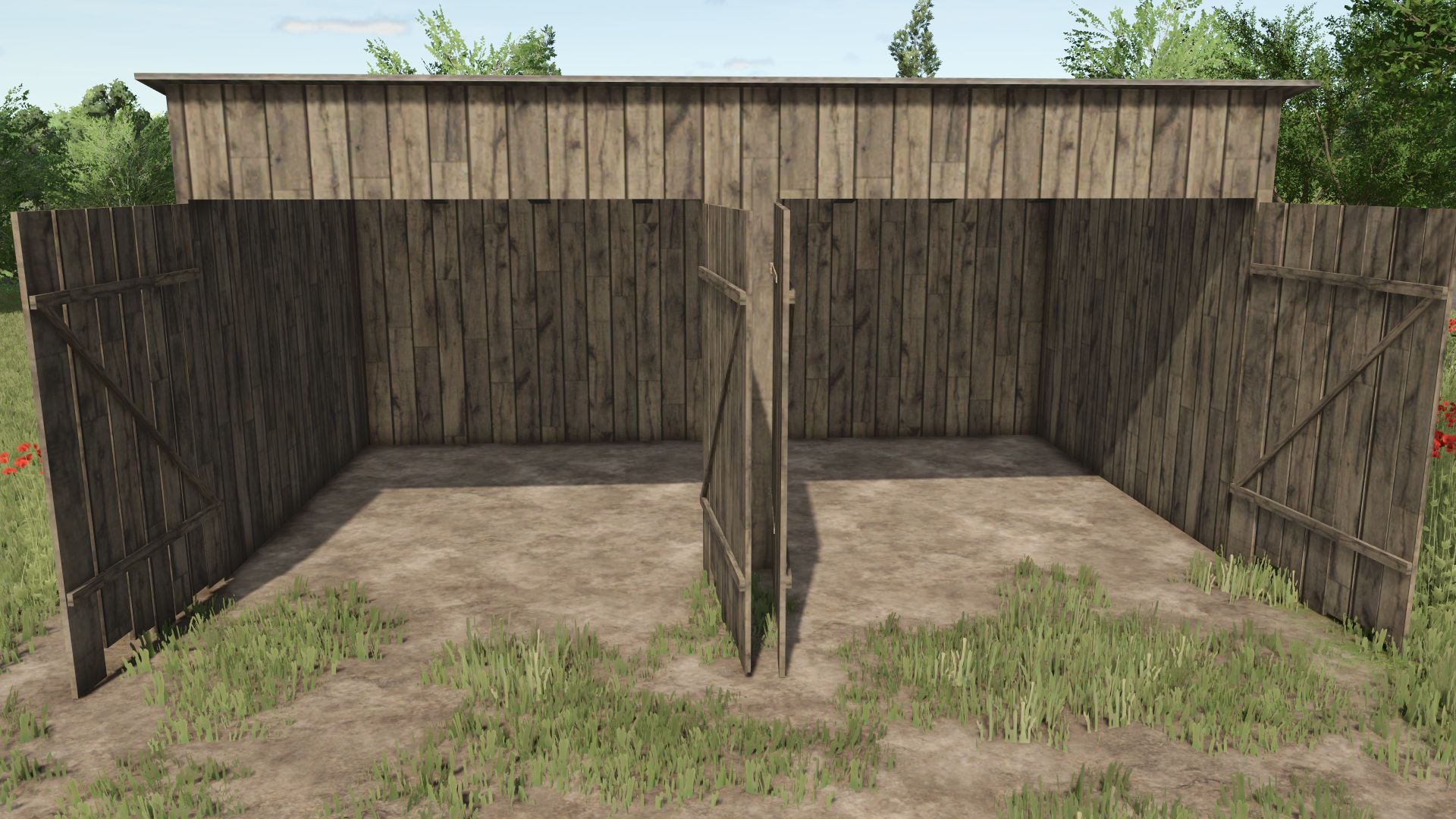 Antiguo garaje de madera.