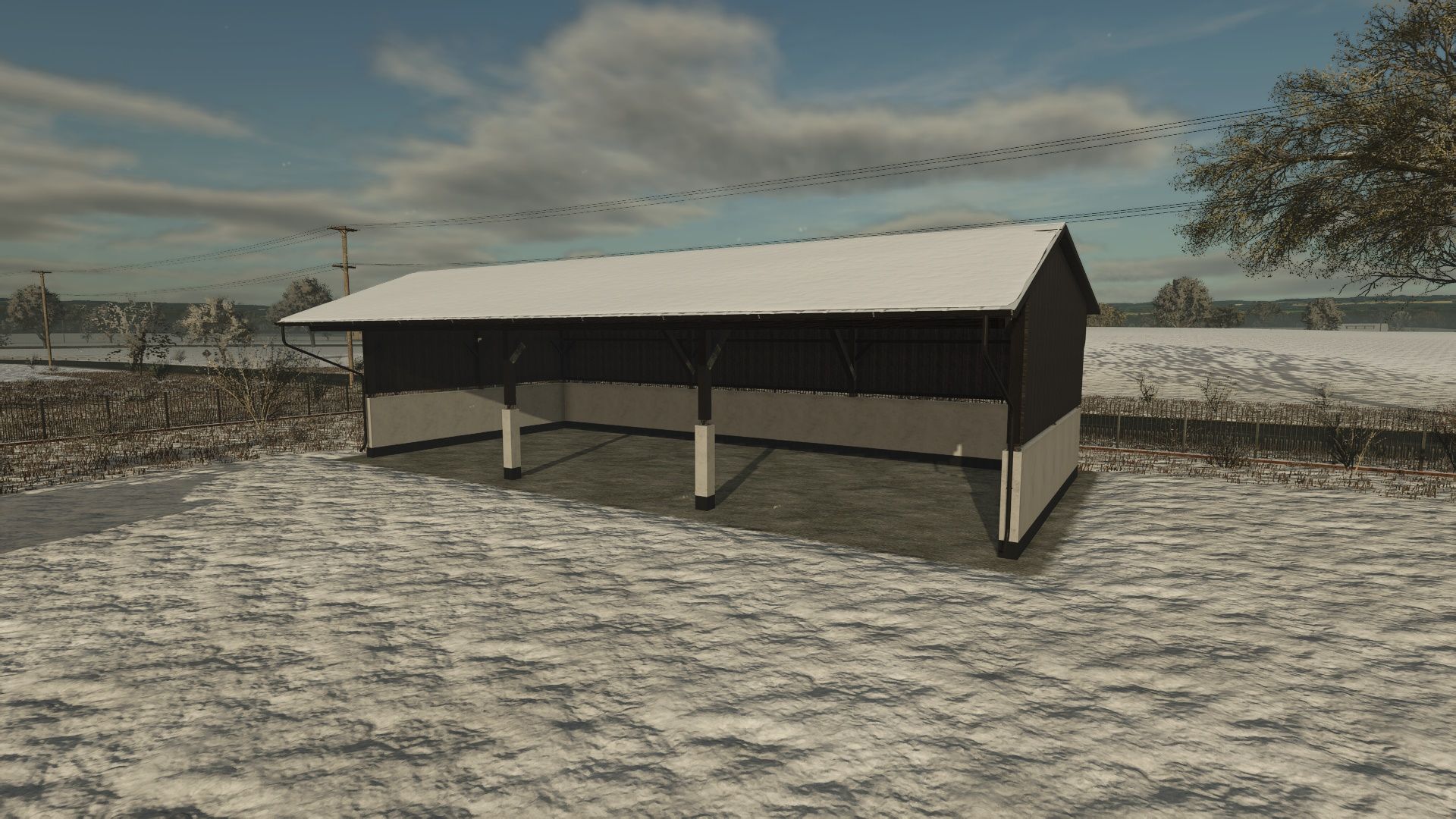 Open vehicle shed