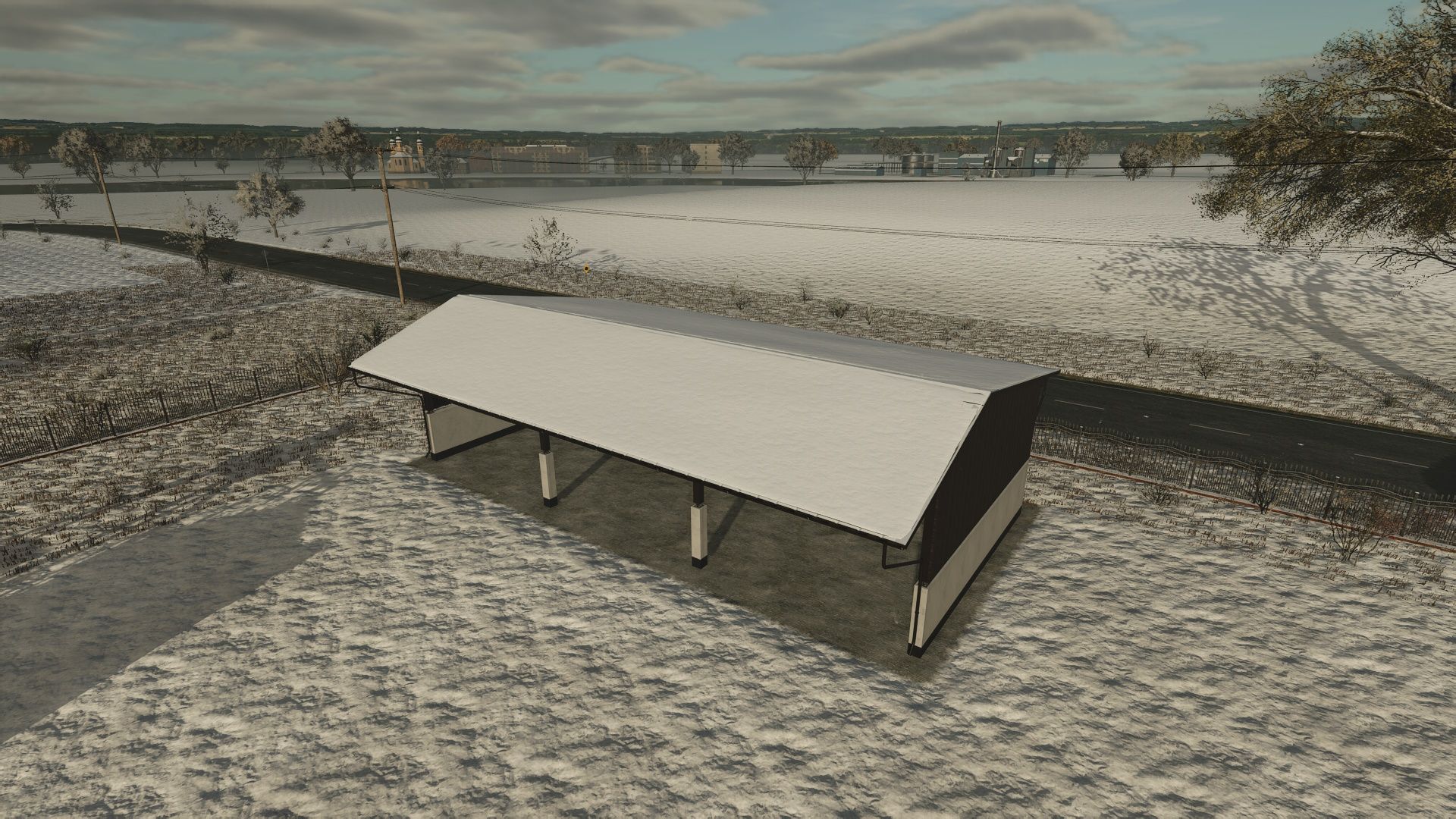 Open vehicle shed