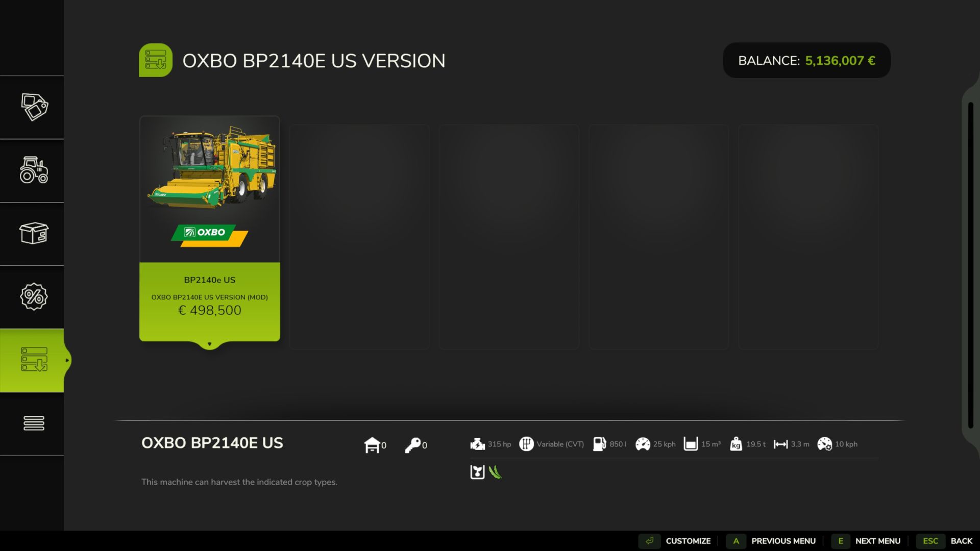 Oxbo BP2140e US