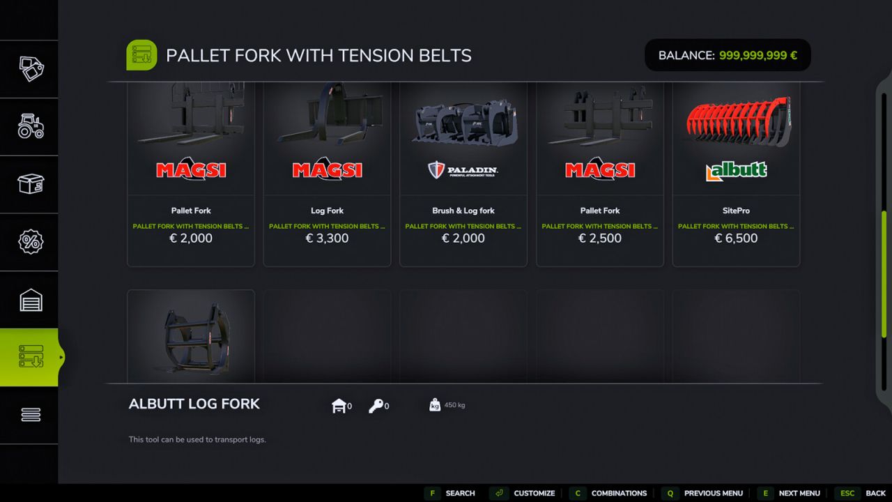 Pallet Fork With Tension Belts
