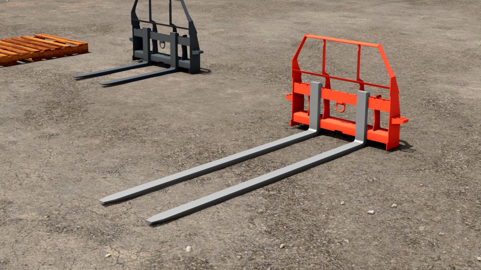 Поддон с натяжными ремнями и длинными вилами для поддонов