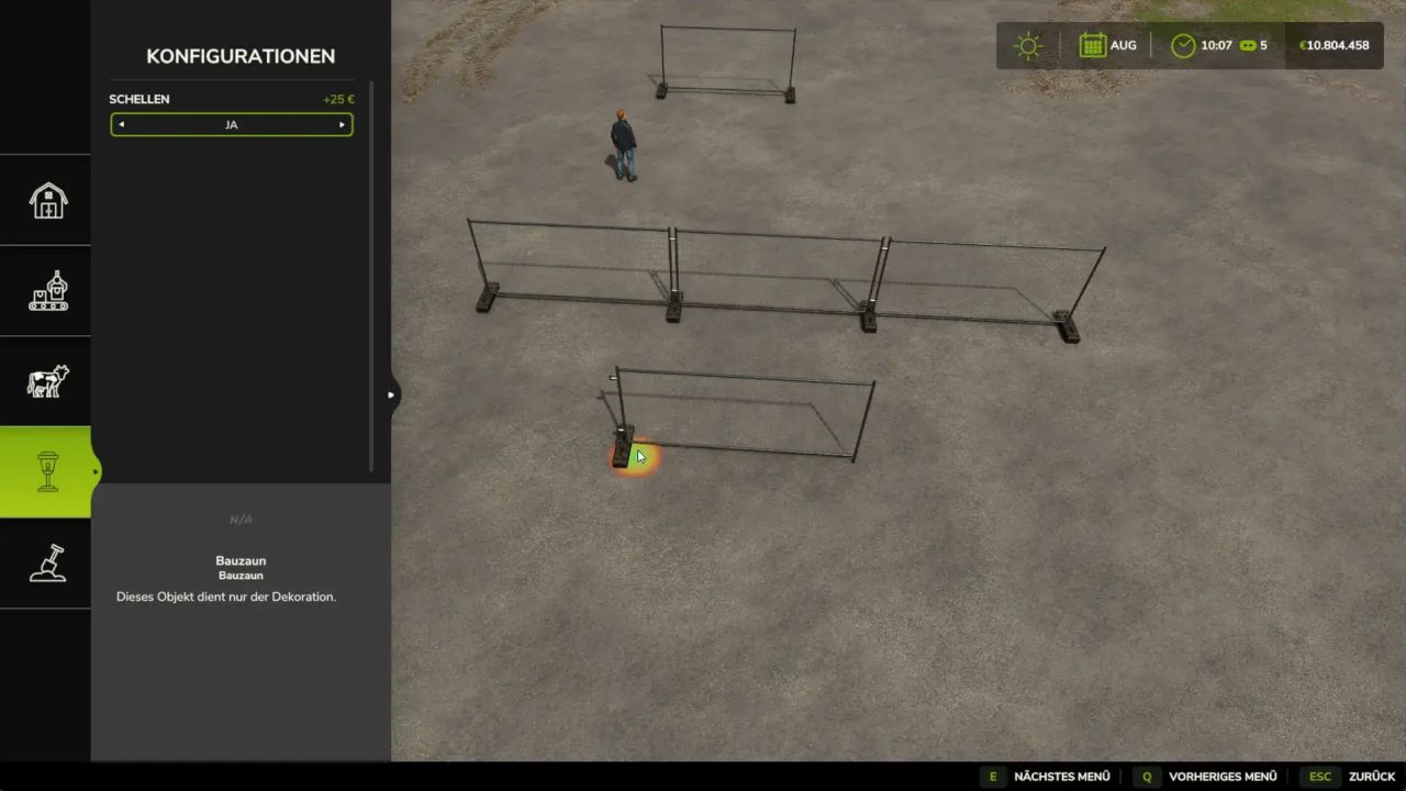 Placeable construction fence