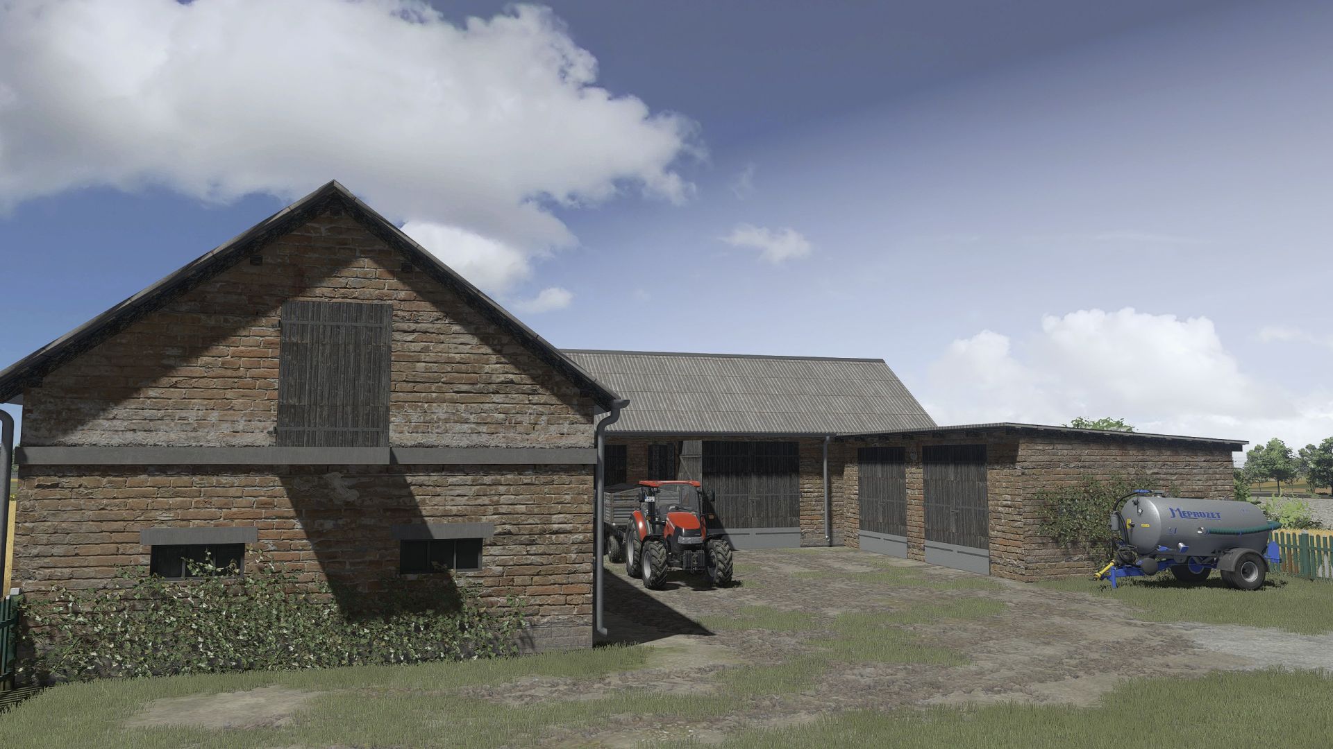 Polish buildings with cows