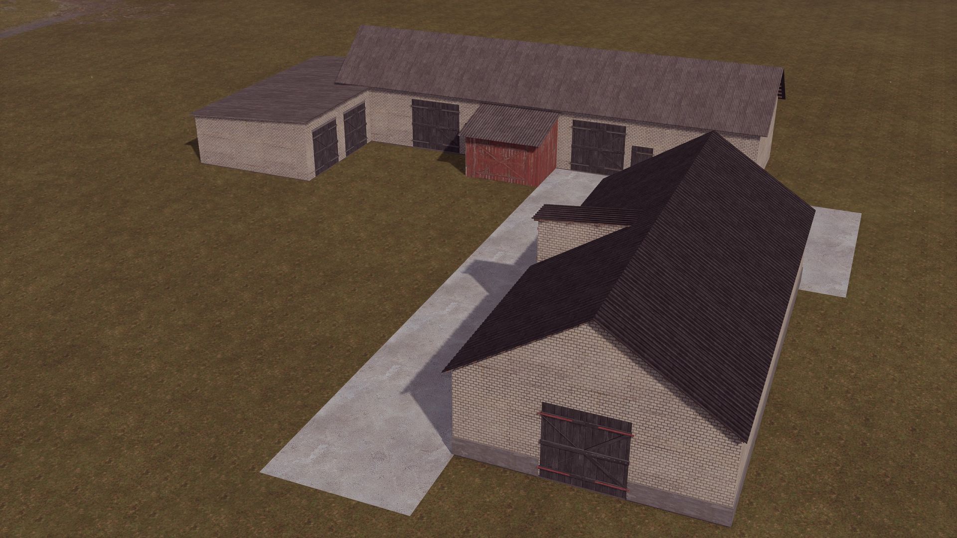 Poolse boerderijgebouwen met koeienstal