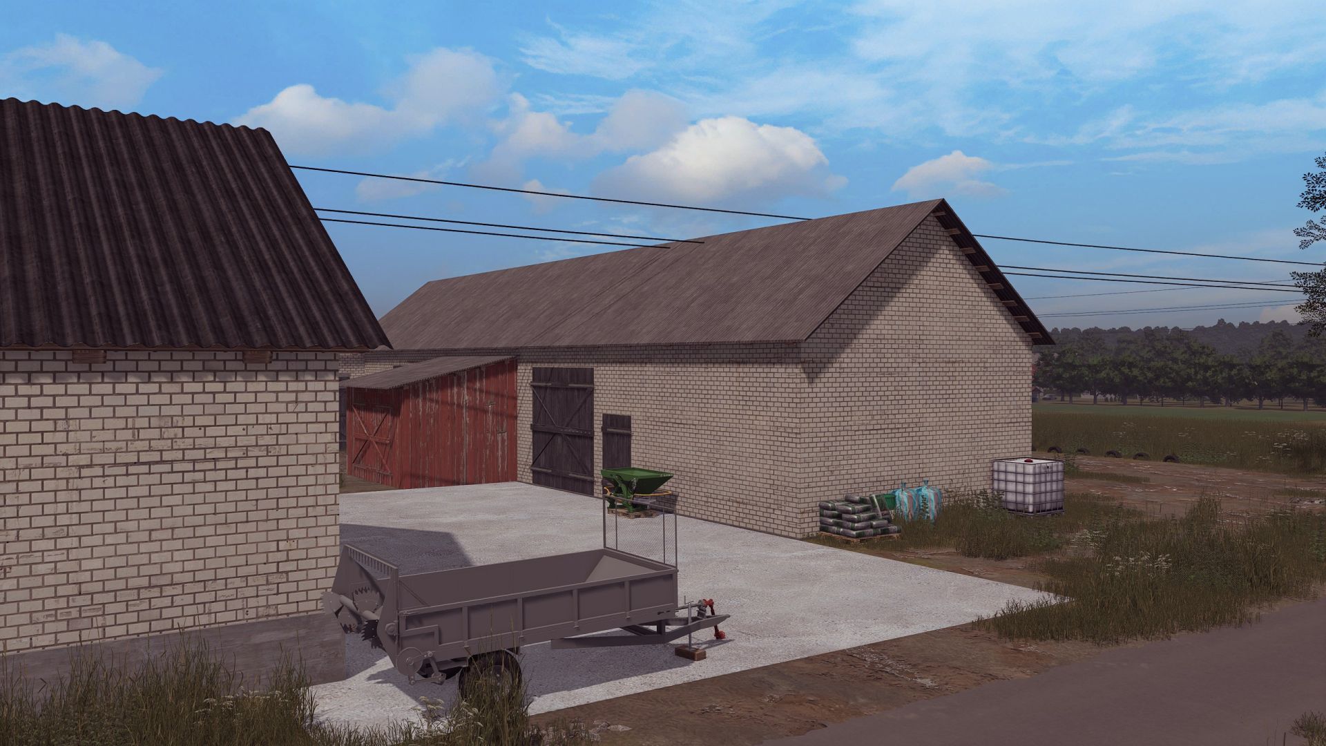 Poolse boerderijgebouwen met koeienstal