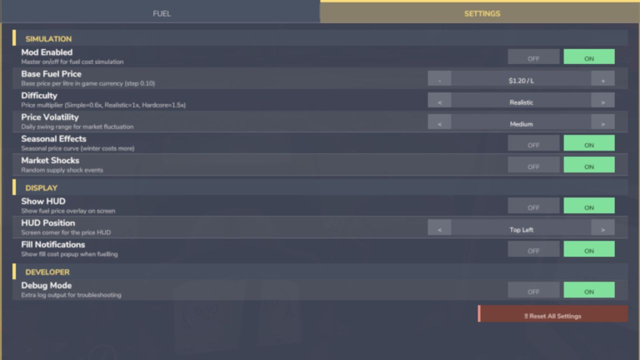 Реалистичные затраты на топливо