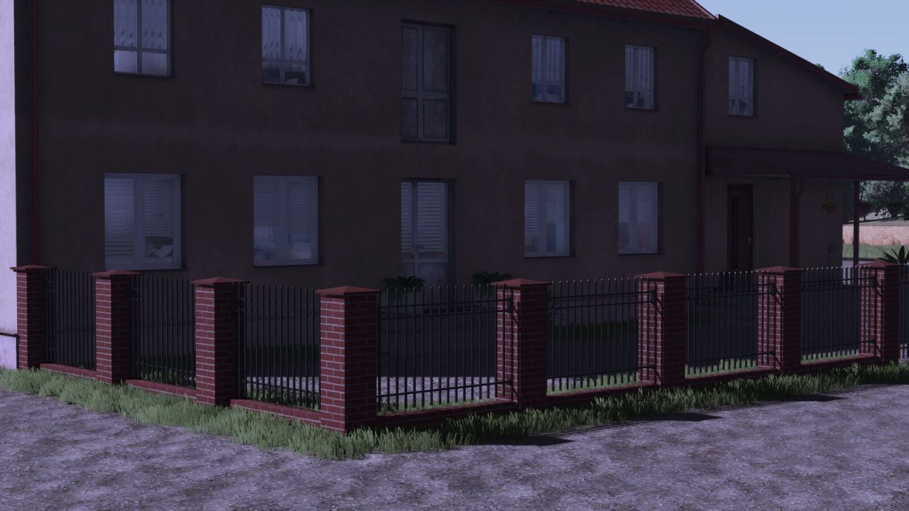 Red Brick And Metal Fence