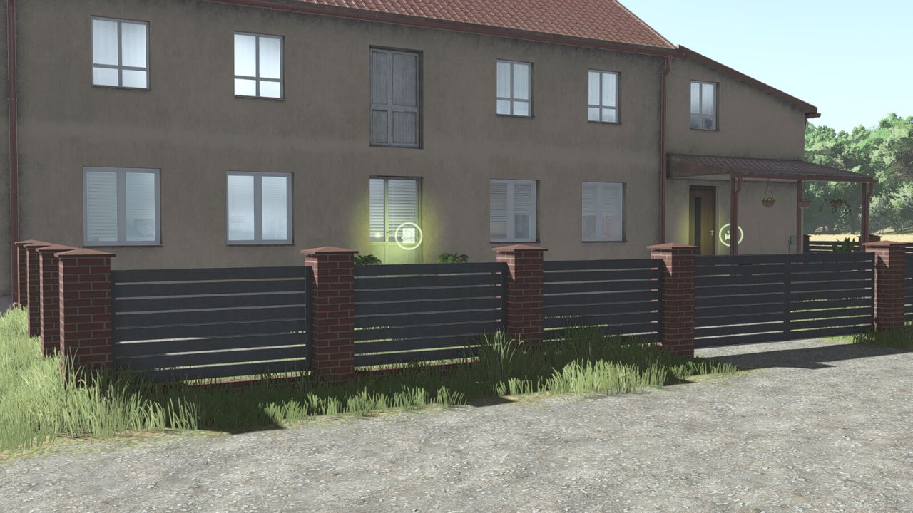 Red Brick And Metal Fence