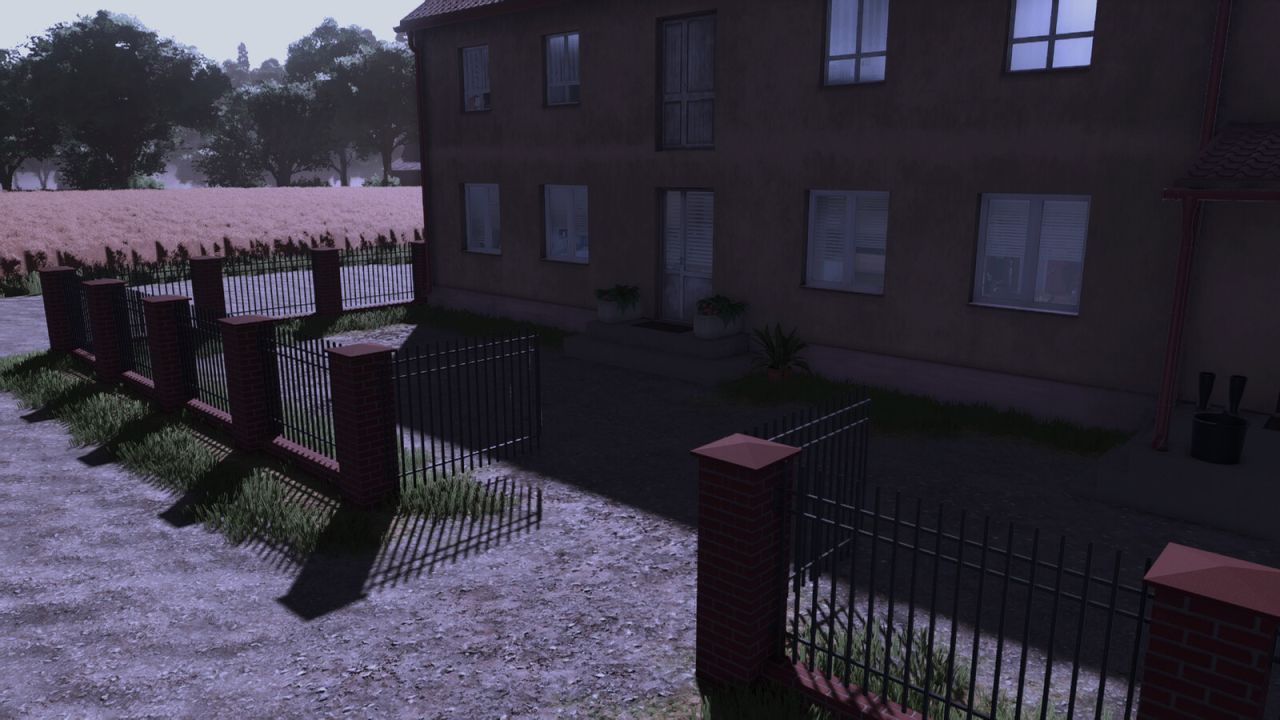 Red Brick And Metal Fence